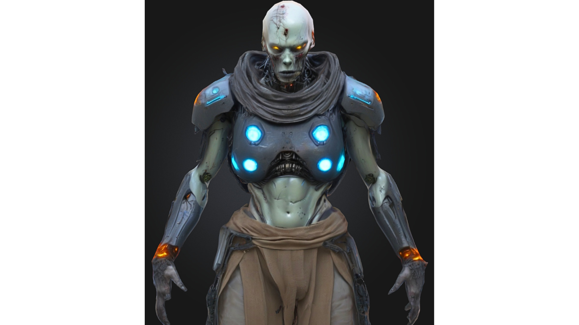 Sci-Fi Undead Cyborg Low-poly 3D model_4