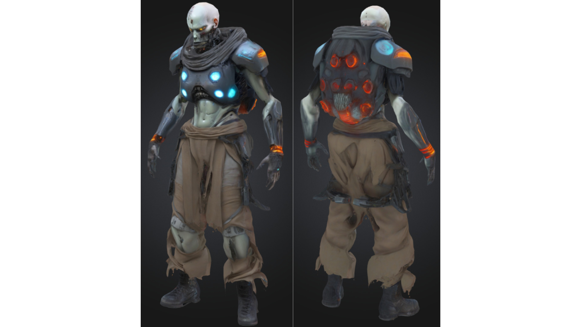 Sci-Fi Undead Cyborg Low-poly 3D model_1