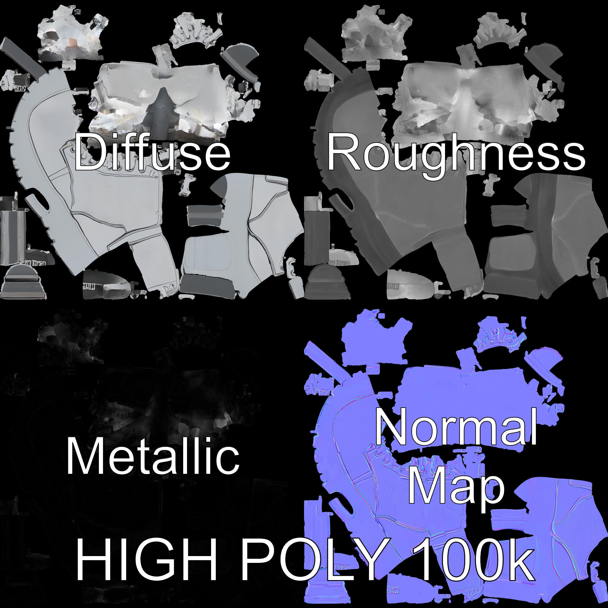 Stylish Silver Boot Model Pack Low-poly 3D model_2