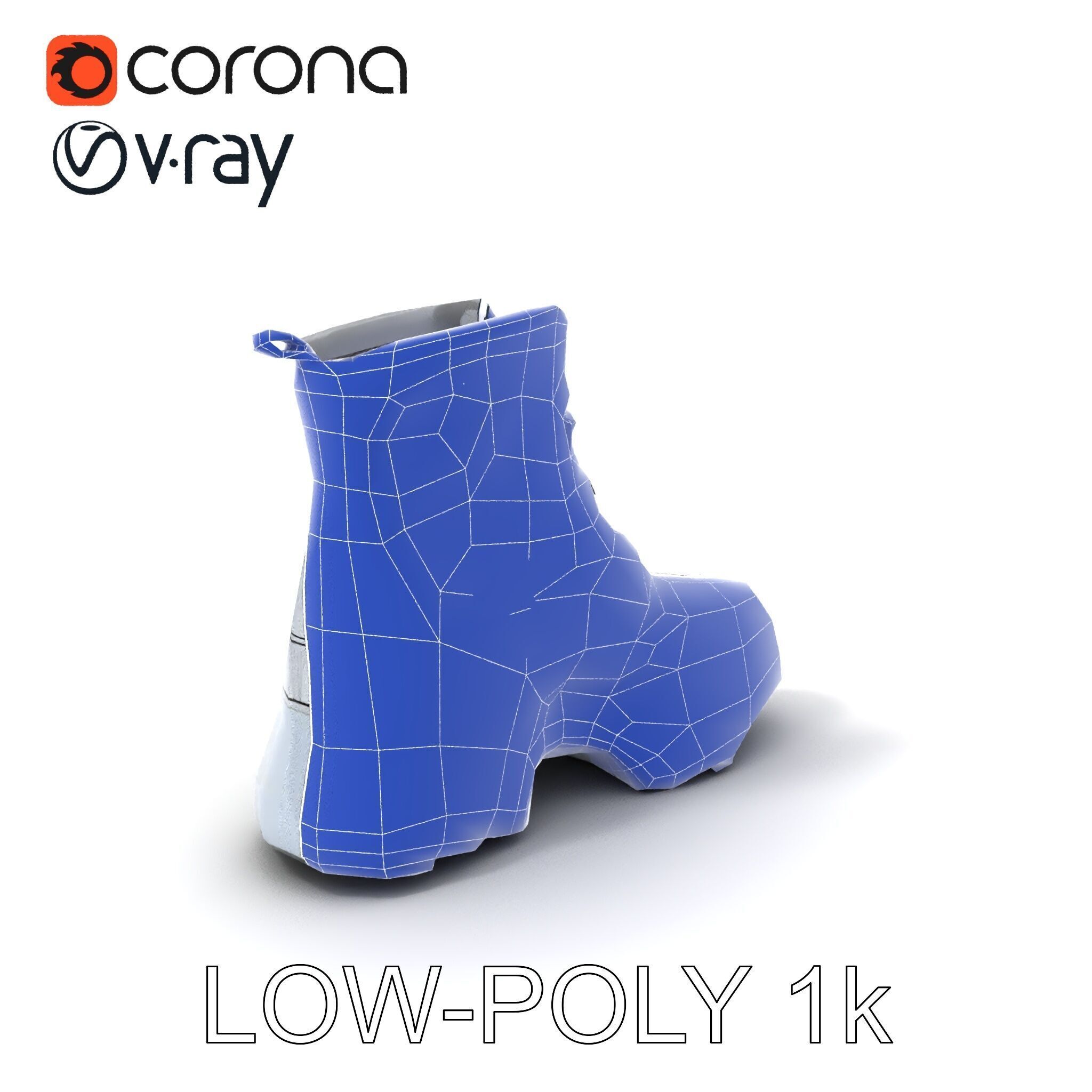 Stylish Silver Boot Model Pack Low-poly 3D model_27