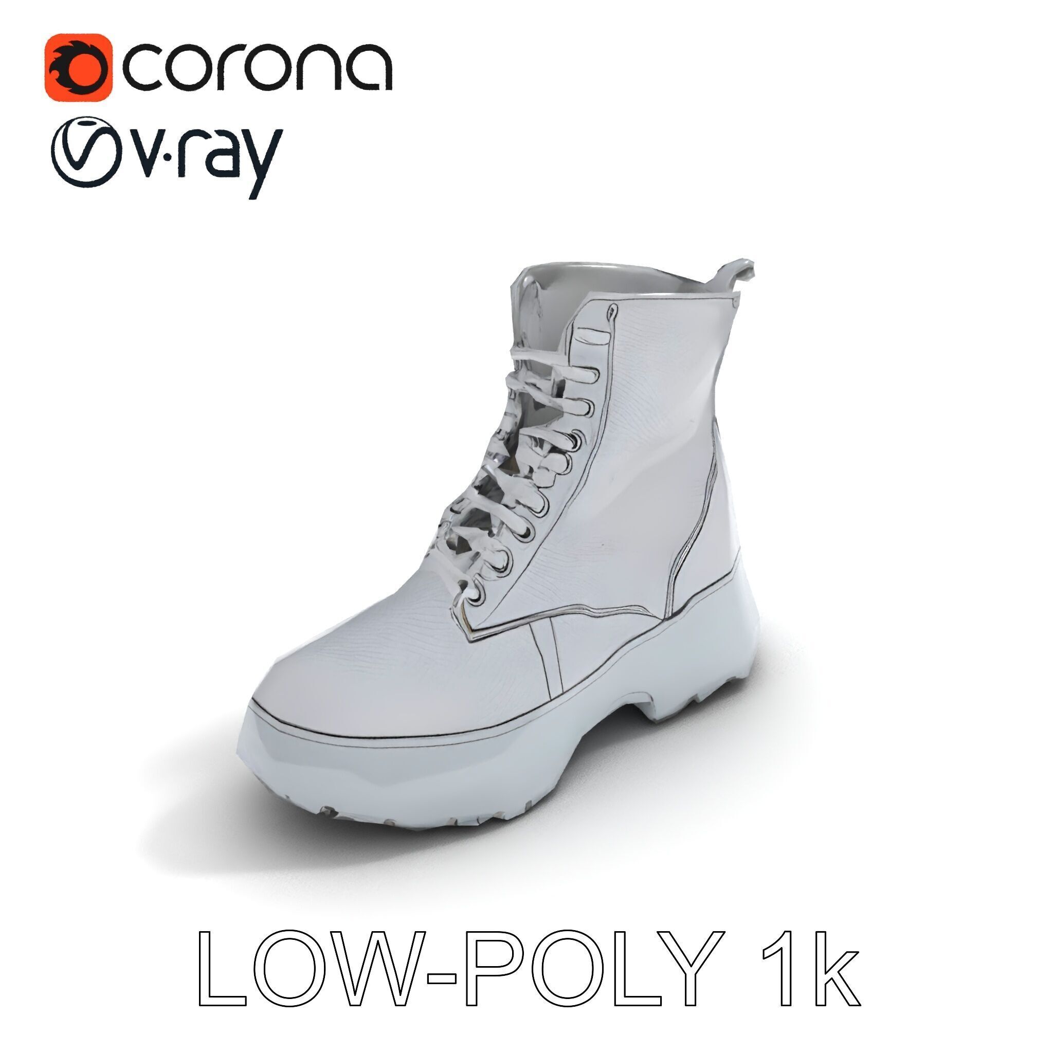 Stylish Silver Boot Model Pack Low-poly 3D model_25