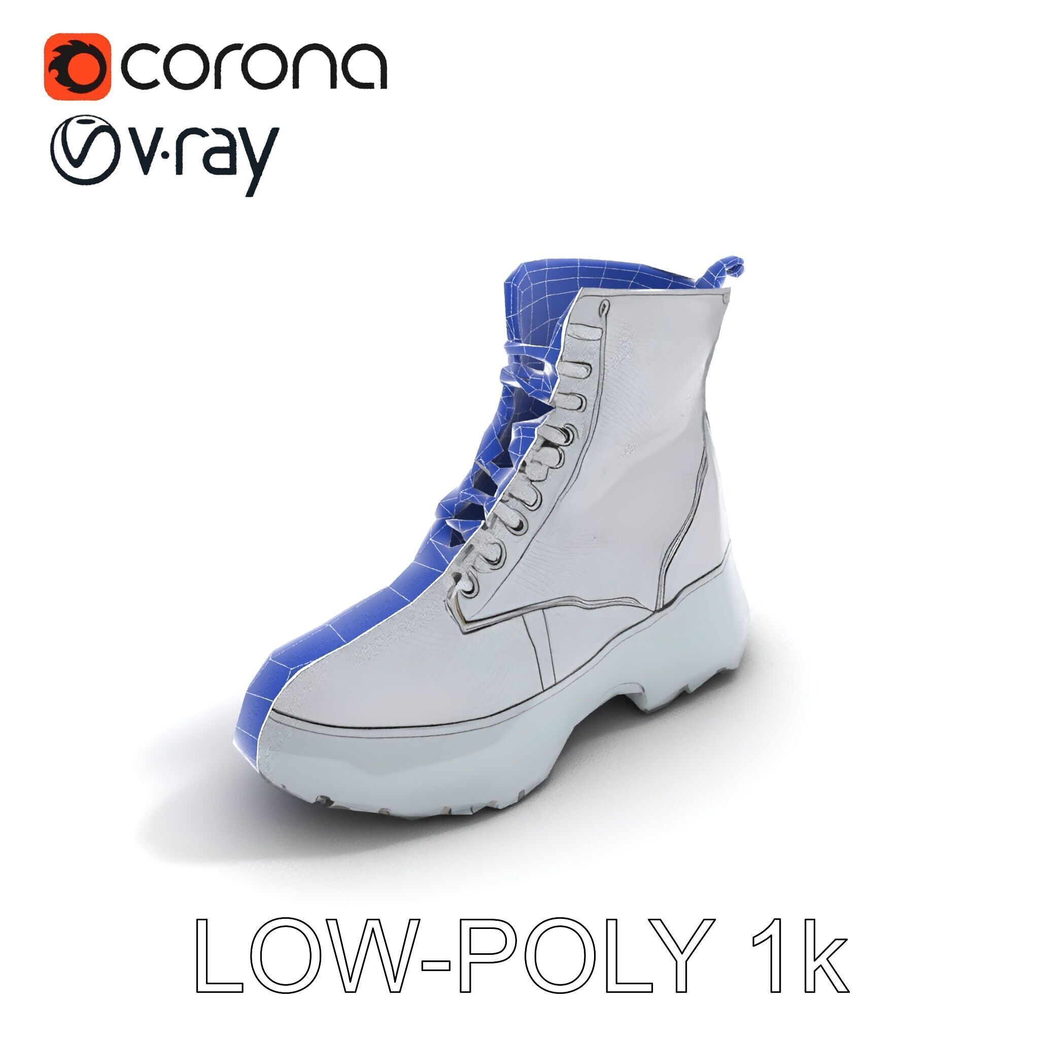 Stylish Silver Boot Model Pack Low-poly 3D model_22