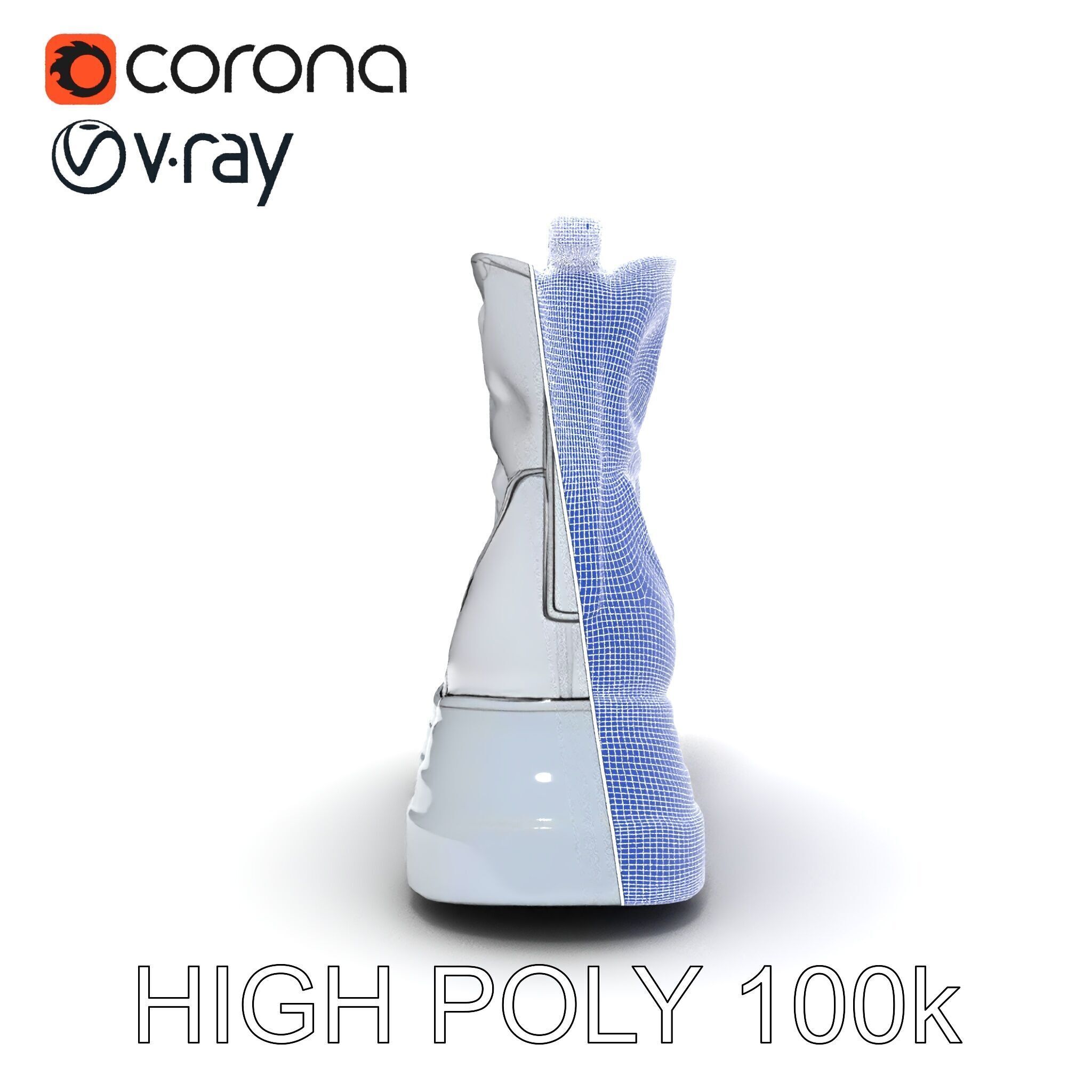 Stylish Silver Boot Model Pack Low-poly 3D model_11