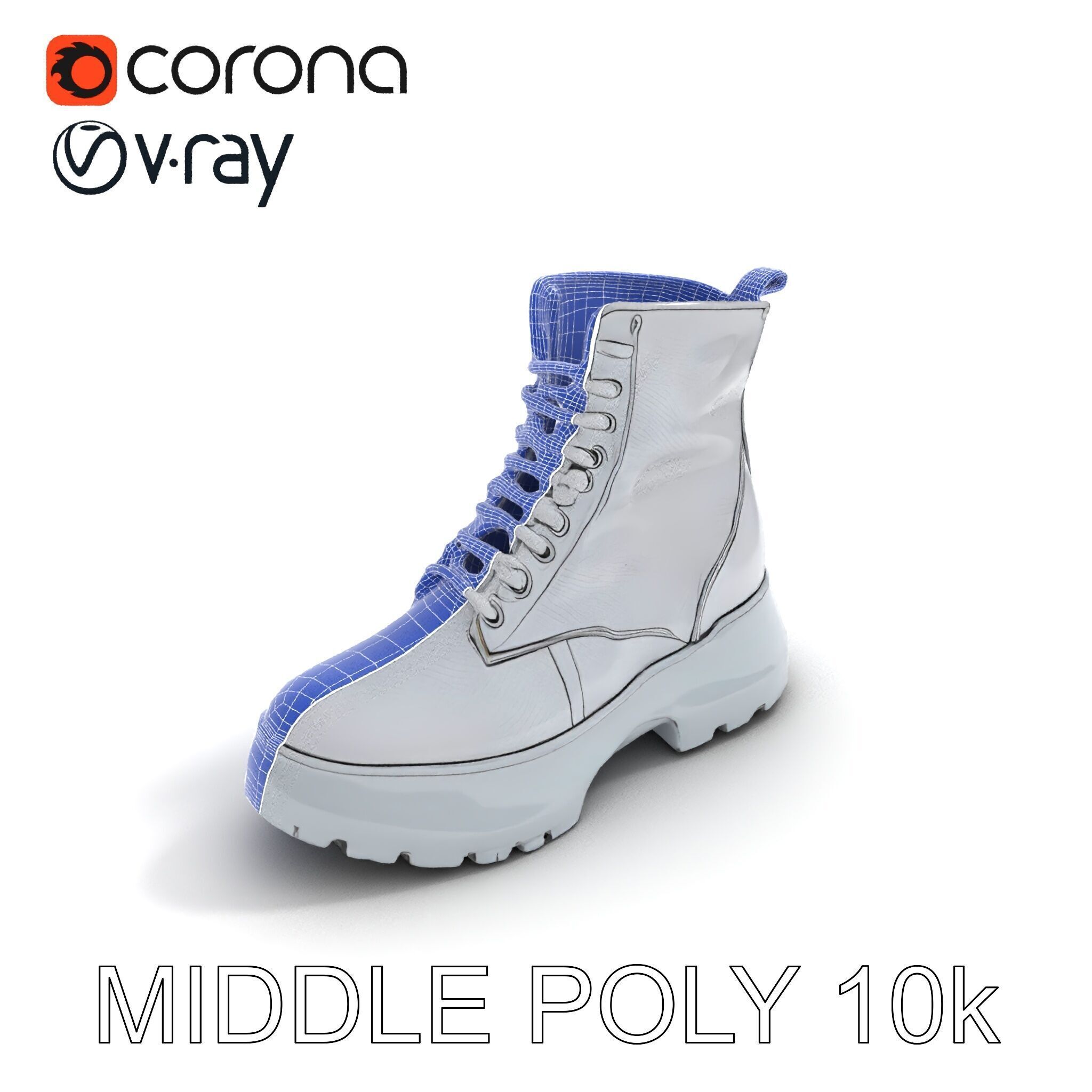 Stylish Silver Boot Model Pack Low-poly 3D model_12
