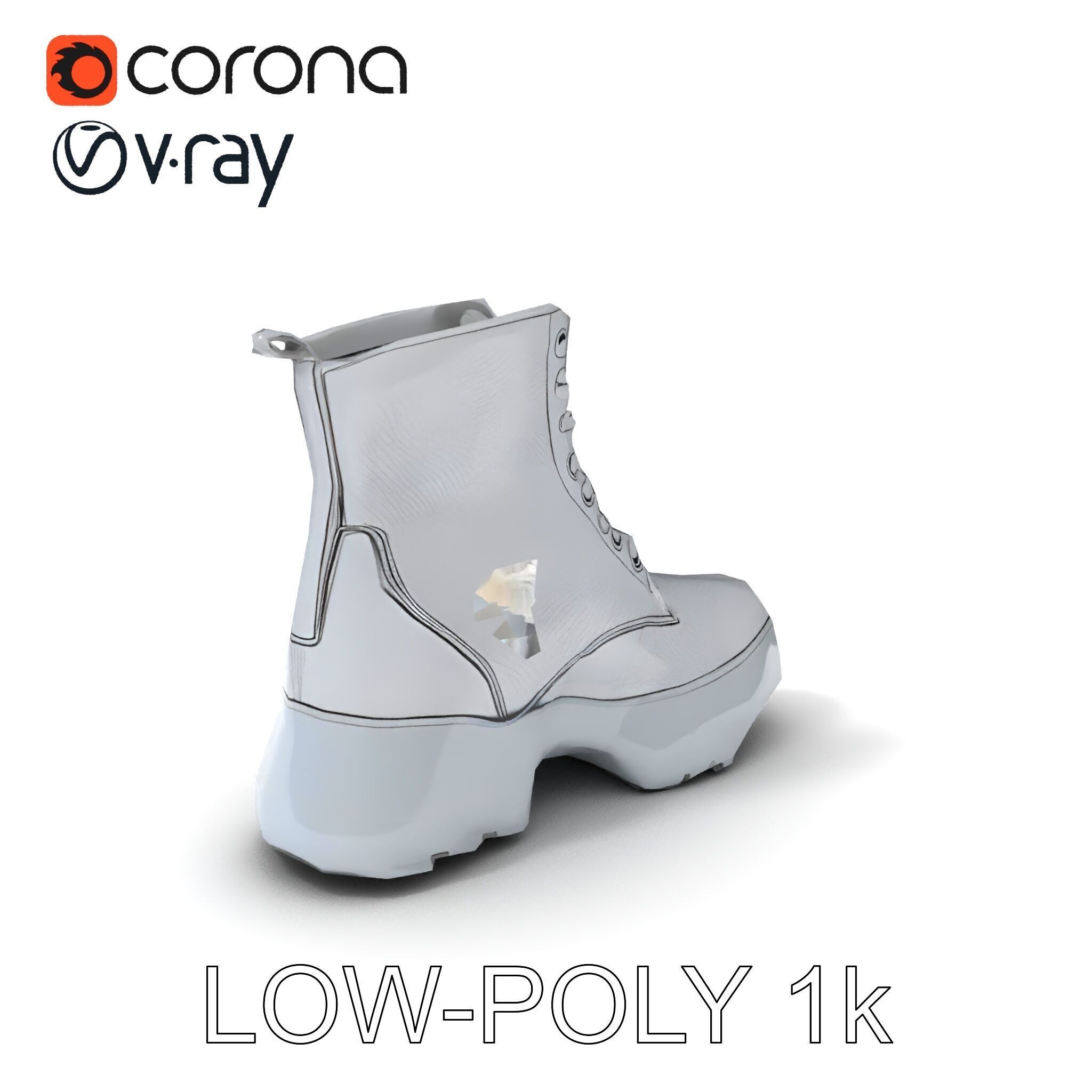 Stylish Silver Boot Model Pack Low-poly 3D model_13