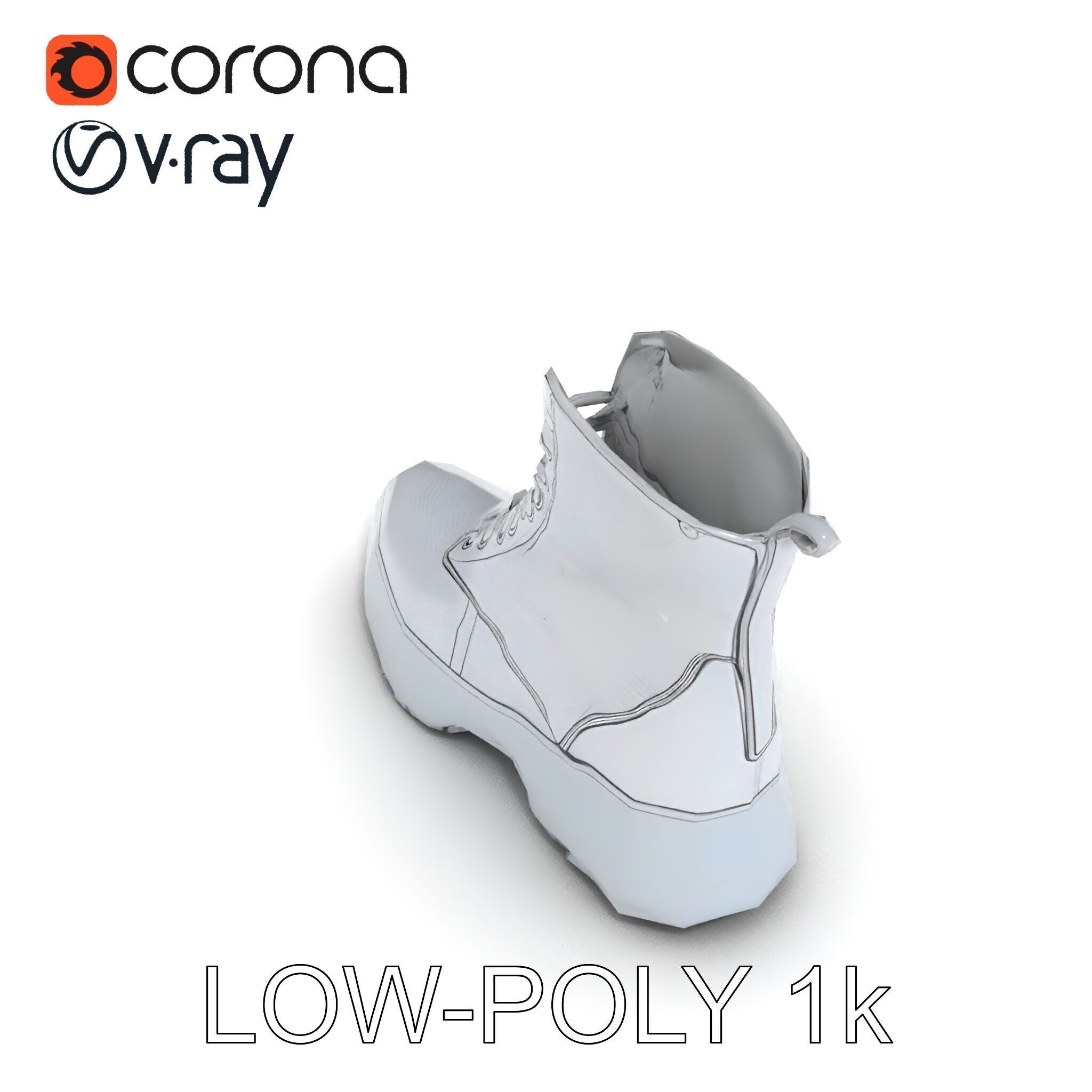 Stylish Silver Boot Model Pack Low-poly 3D model_20