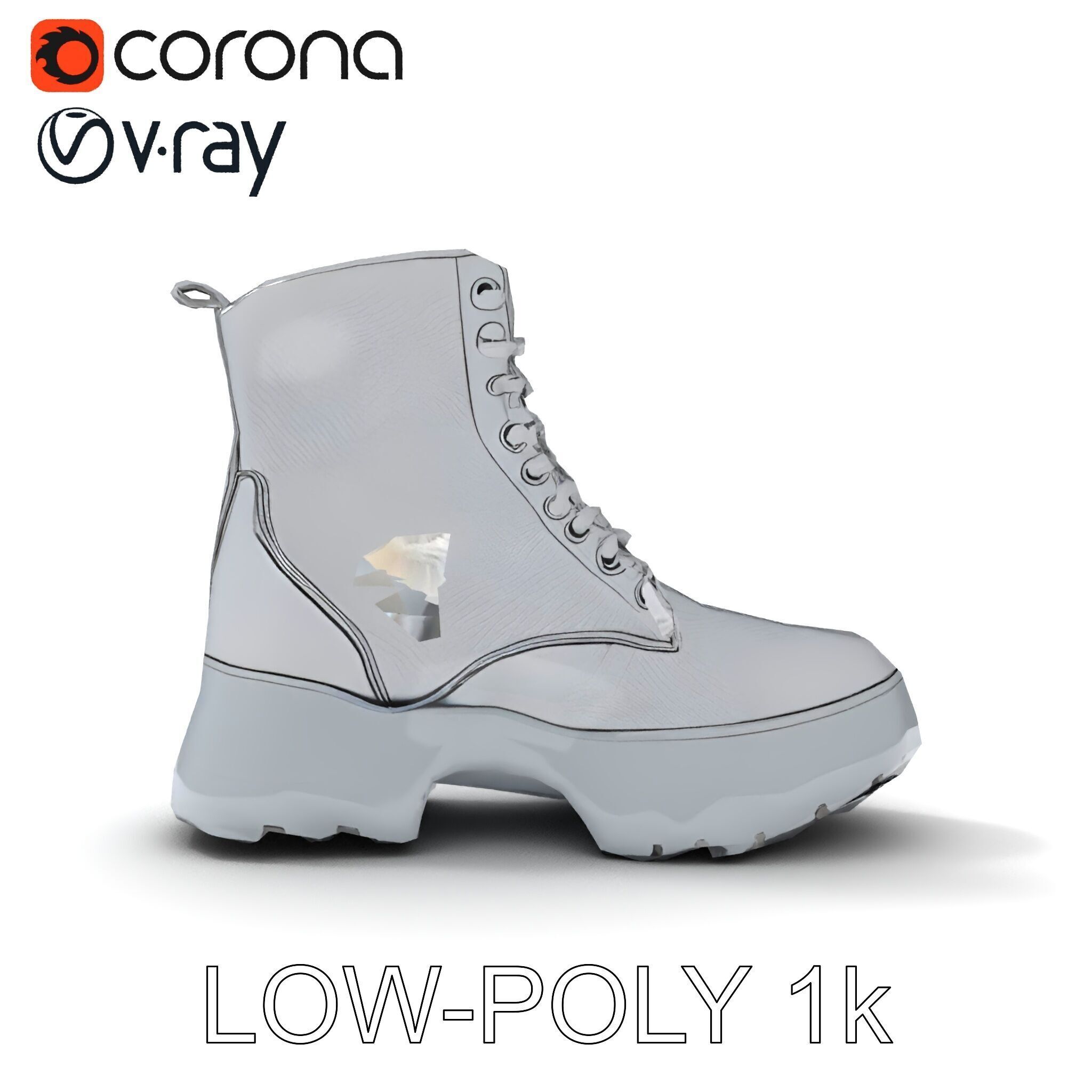 Stylish Silver Boot Model Pack Low-poly 3D model_16