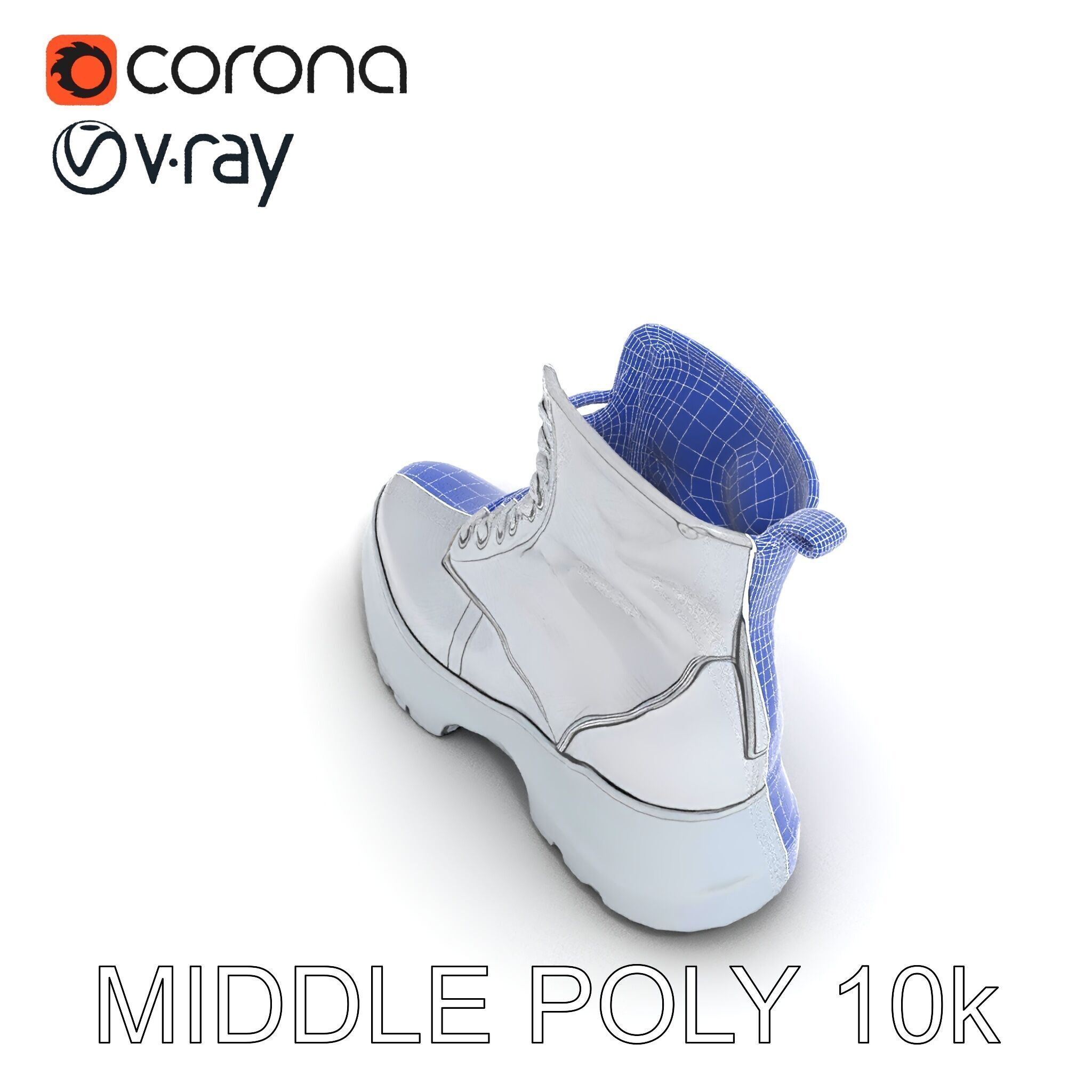 Stylish Silver Boot Model Pack Low-poly 3D model_15