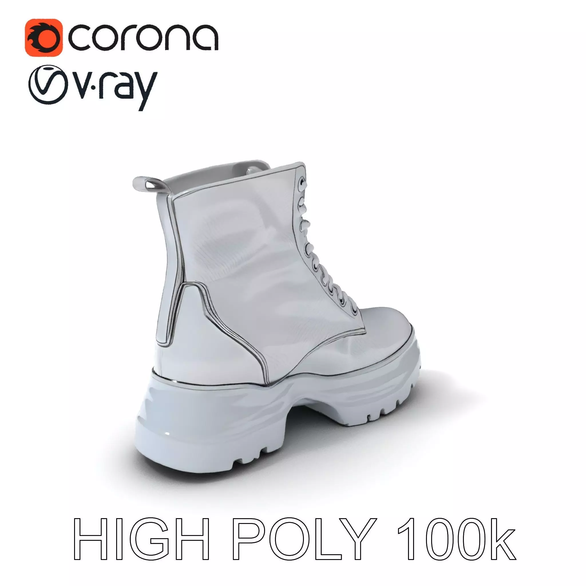 Stylish Silver Boot Model Pack Low-poly 3D model_0