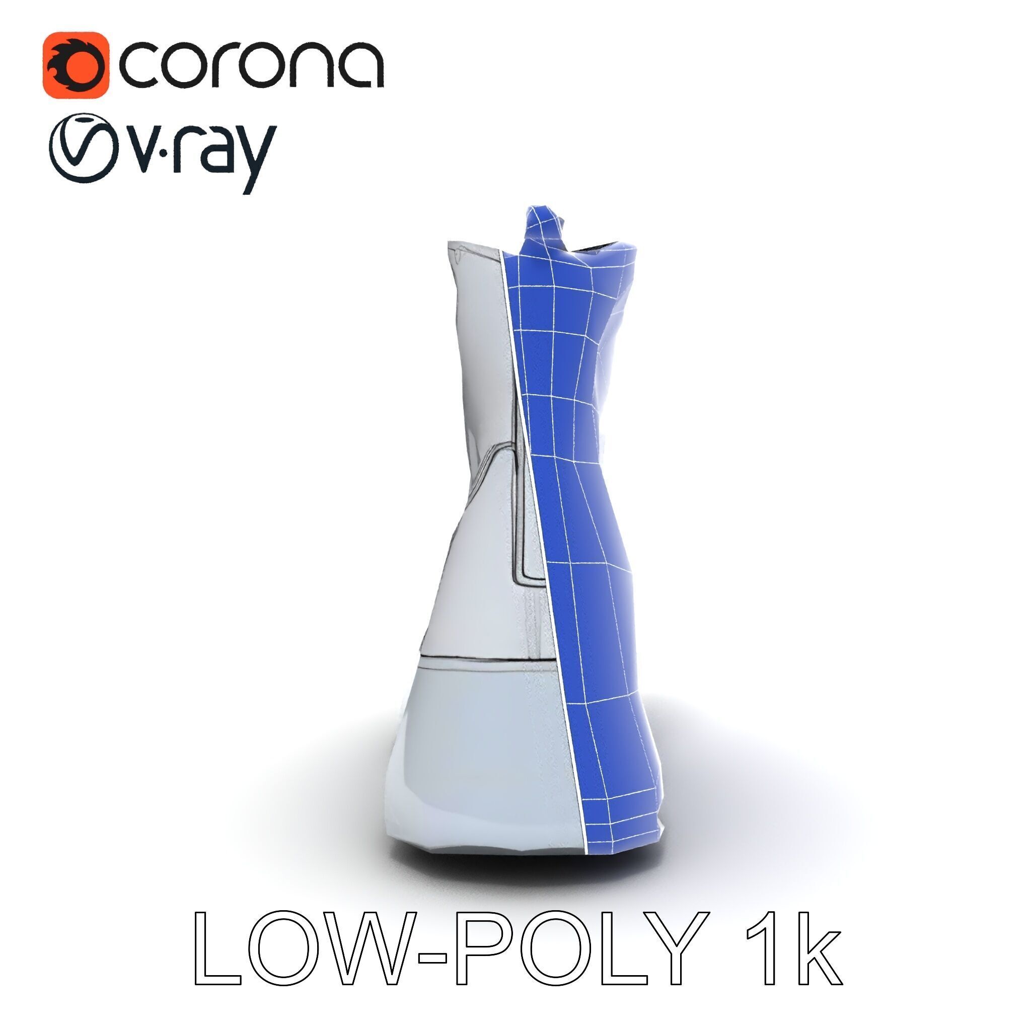 Stylish Silver Boot Model Pack Low-poly 3D model_7