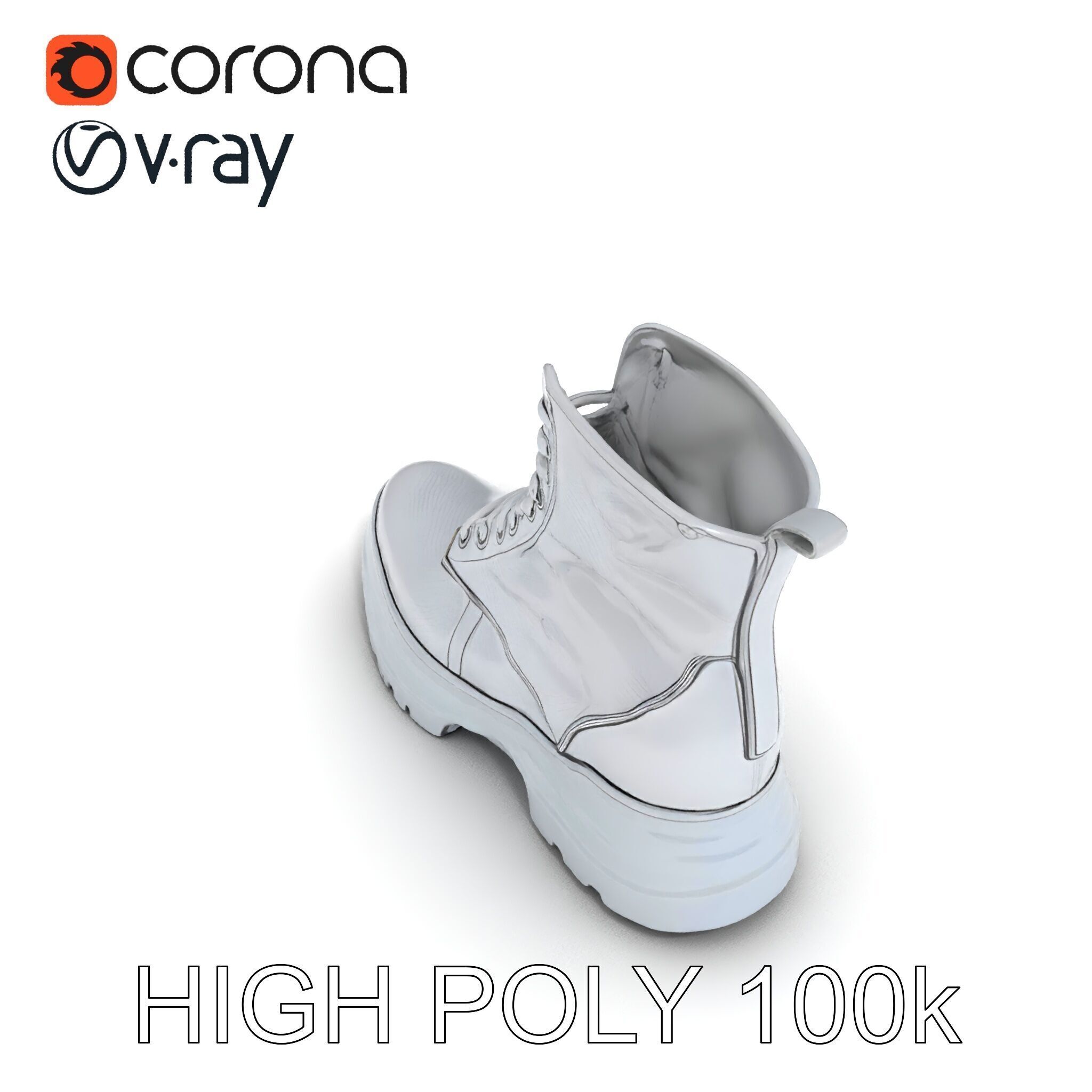 Stylish Silver Boot Model Pack Low-poly 3D model_35