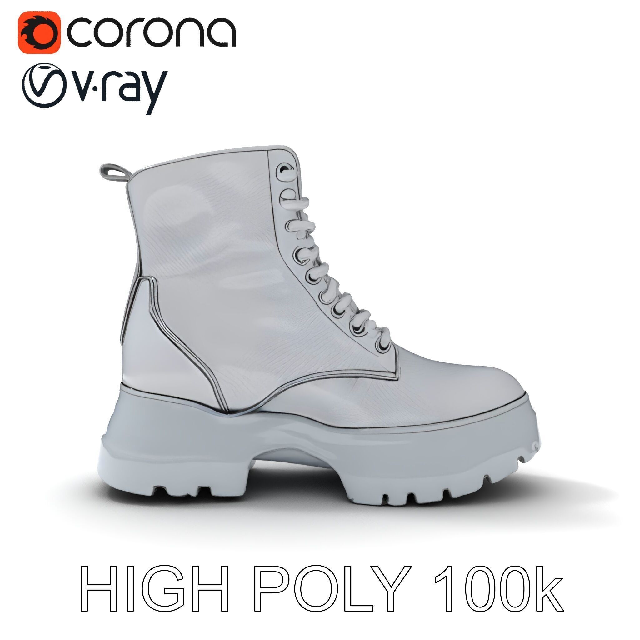 Stylish Silver Boot Model Pack Low-poly 3D model_14