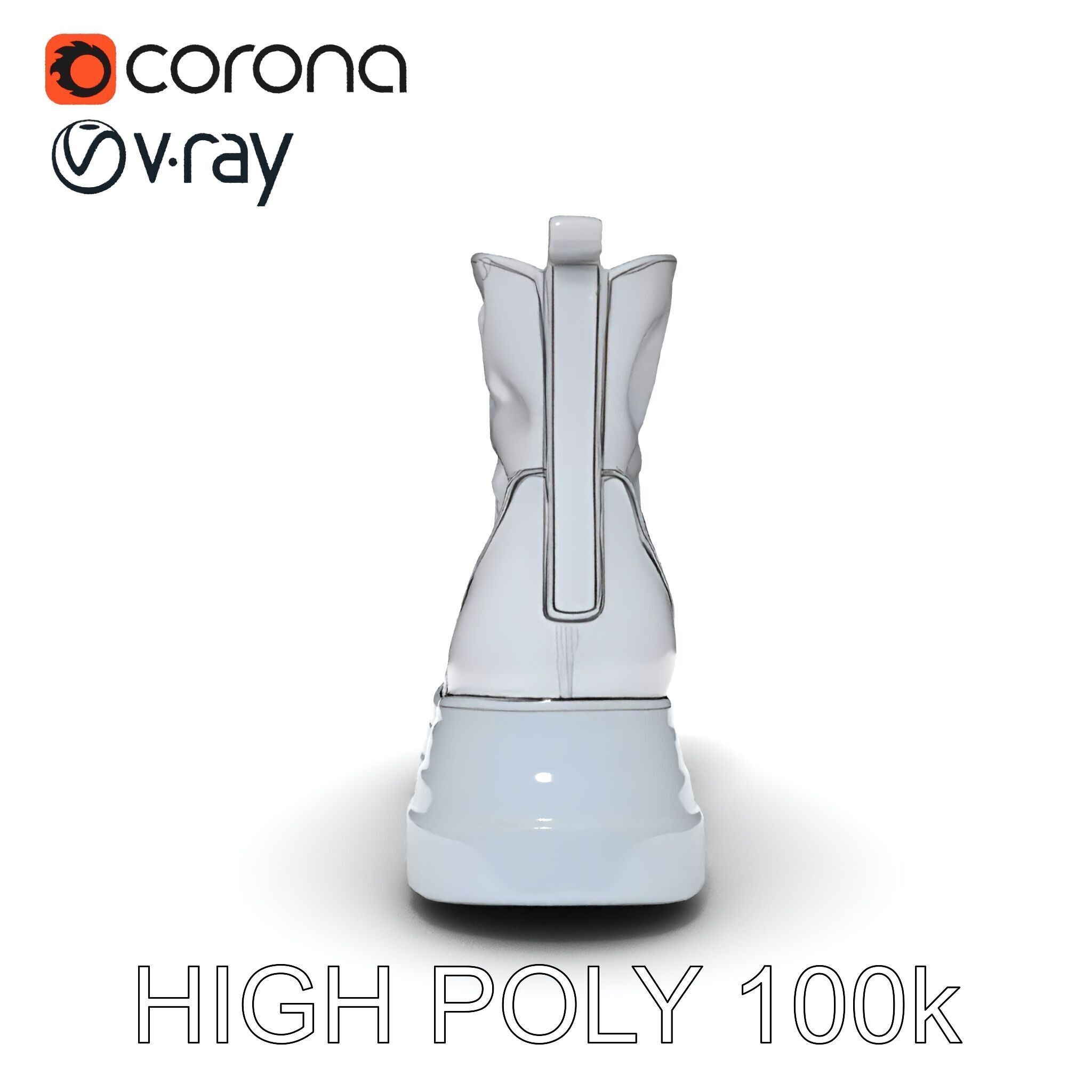 Stylish Silver Boot Model Pack Low-poly 3D model_34