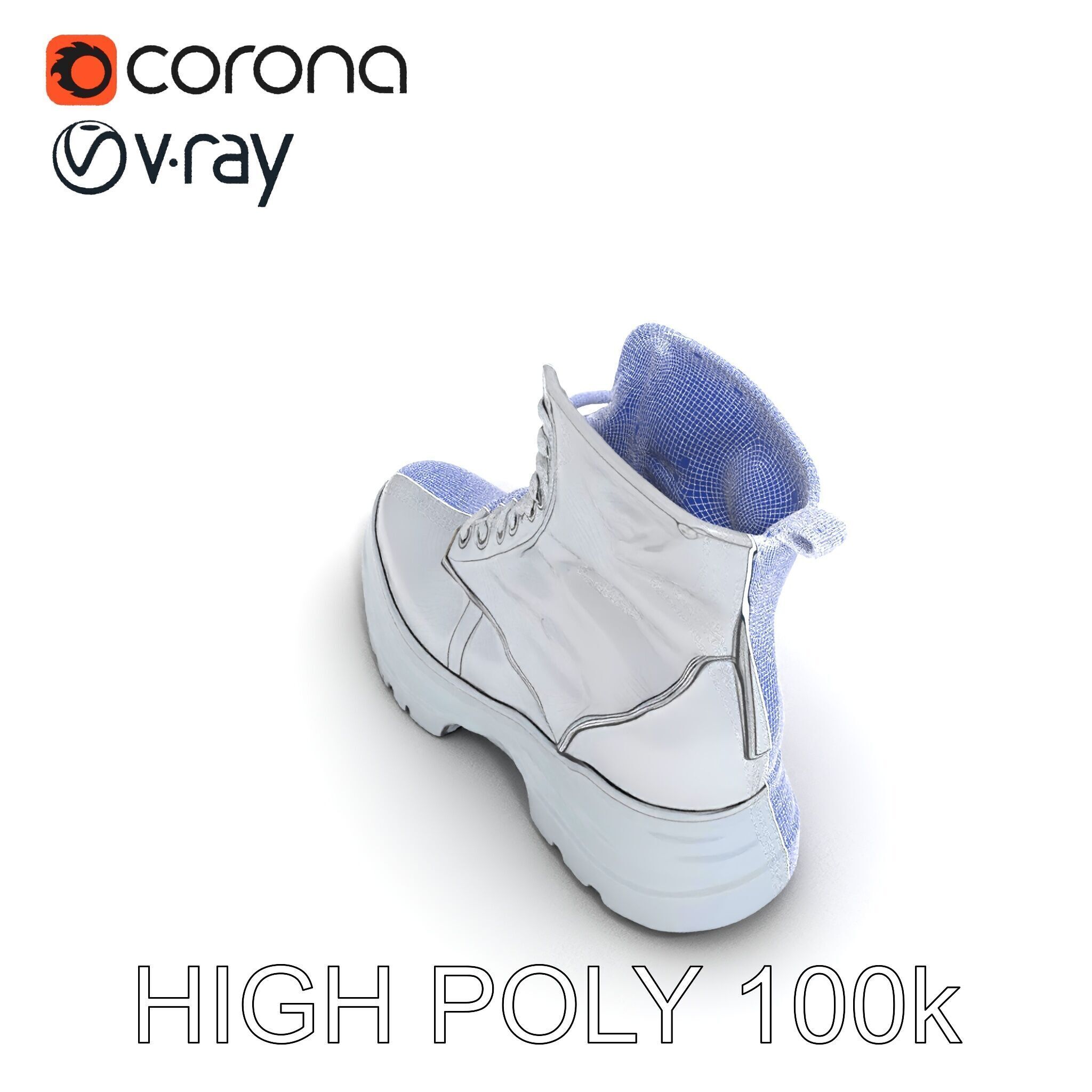 Stylish Silver Boot Model Pack Low-poly 3D model_31