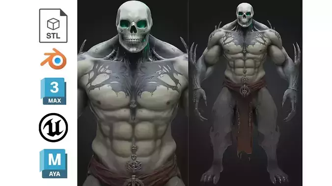 Undead Demon Warrior Character Low-poly 3D model