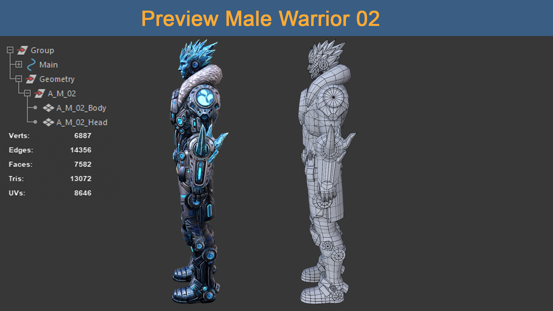 Character Male Warriors 02 - Ready for game Low-poly 3D model_6