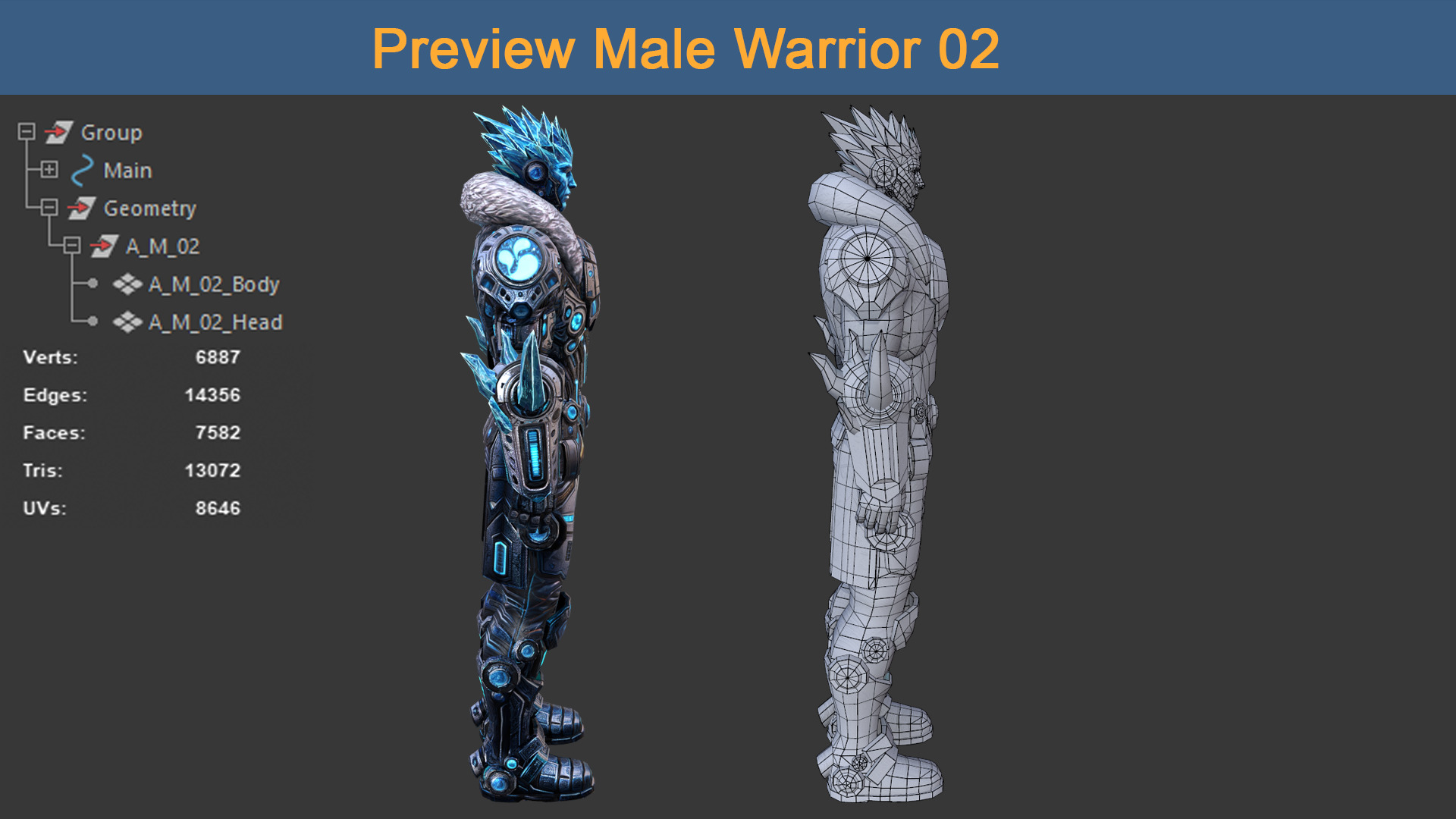 Character Male Warriors 02 - Ready for game Low-poly 3D model_4