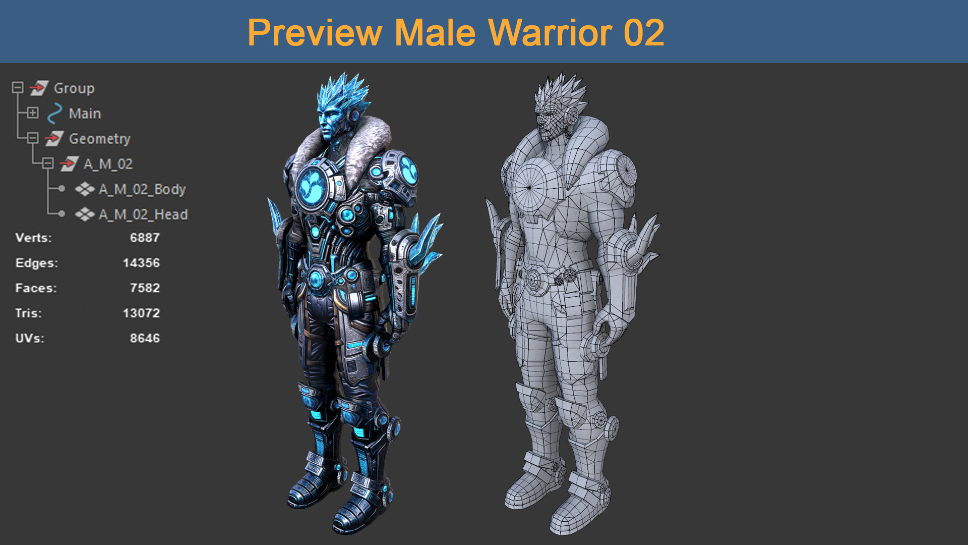 Character Male Warriors 02 - Ready for game Low-poly 3D model_7
