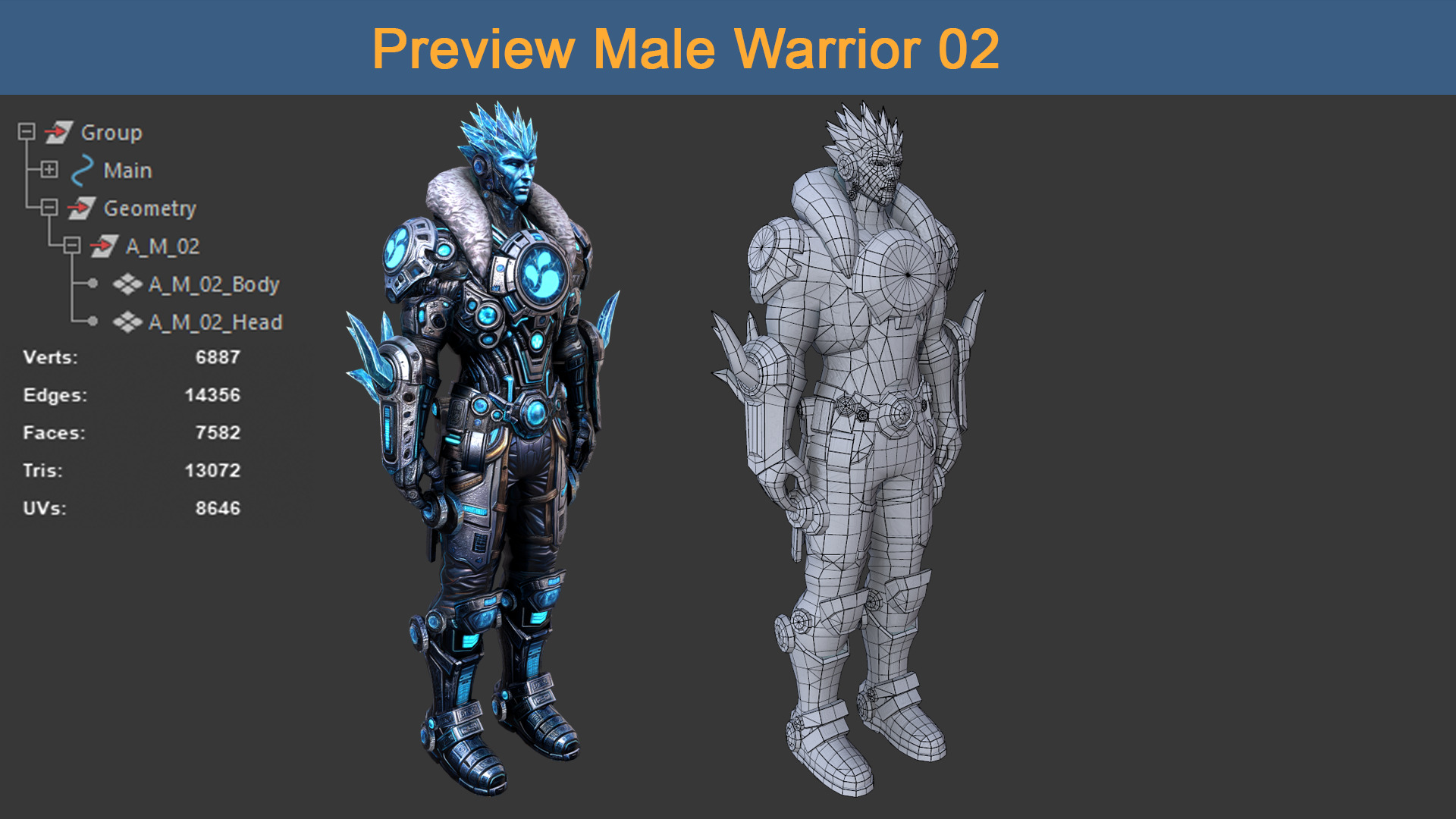 Character Male Warriors 02 - Ready for game Low-poly 3D model_3