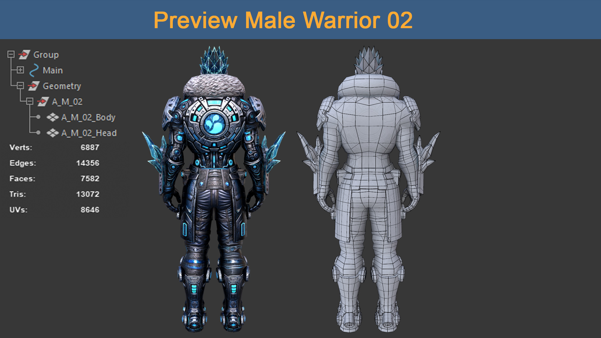 Character Male Warriors 02 - Ready for game Low-poly 3D model_5