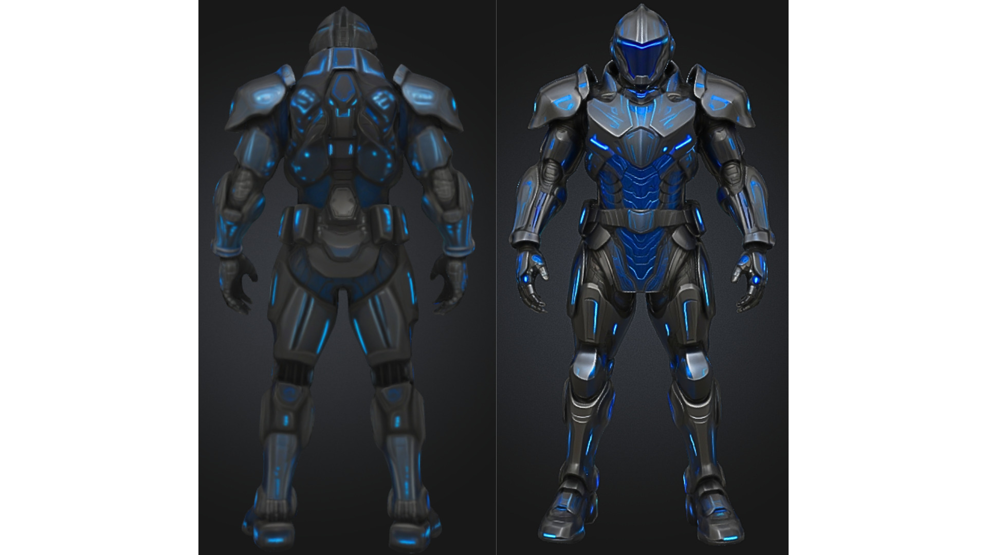 Futuristic Sci-Fi Soldier Character Armored Low-poly 3D model_1
