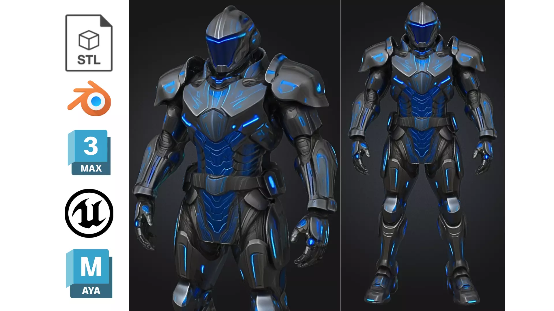 Futuristic Sci-Fi Soldier Character Armored Low-poly 3D model_0