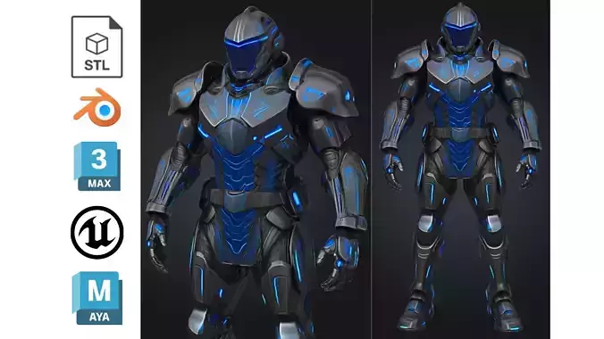 Futuristic Sci-Fi Soldier Character Armored Low-poly 3D model Futuristic Sci-Fi Soldier Character Armored Low-poly 3D model