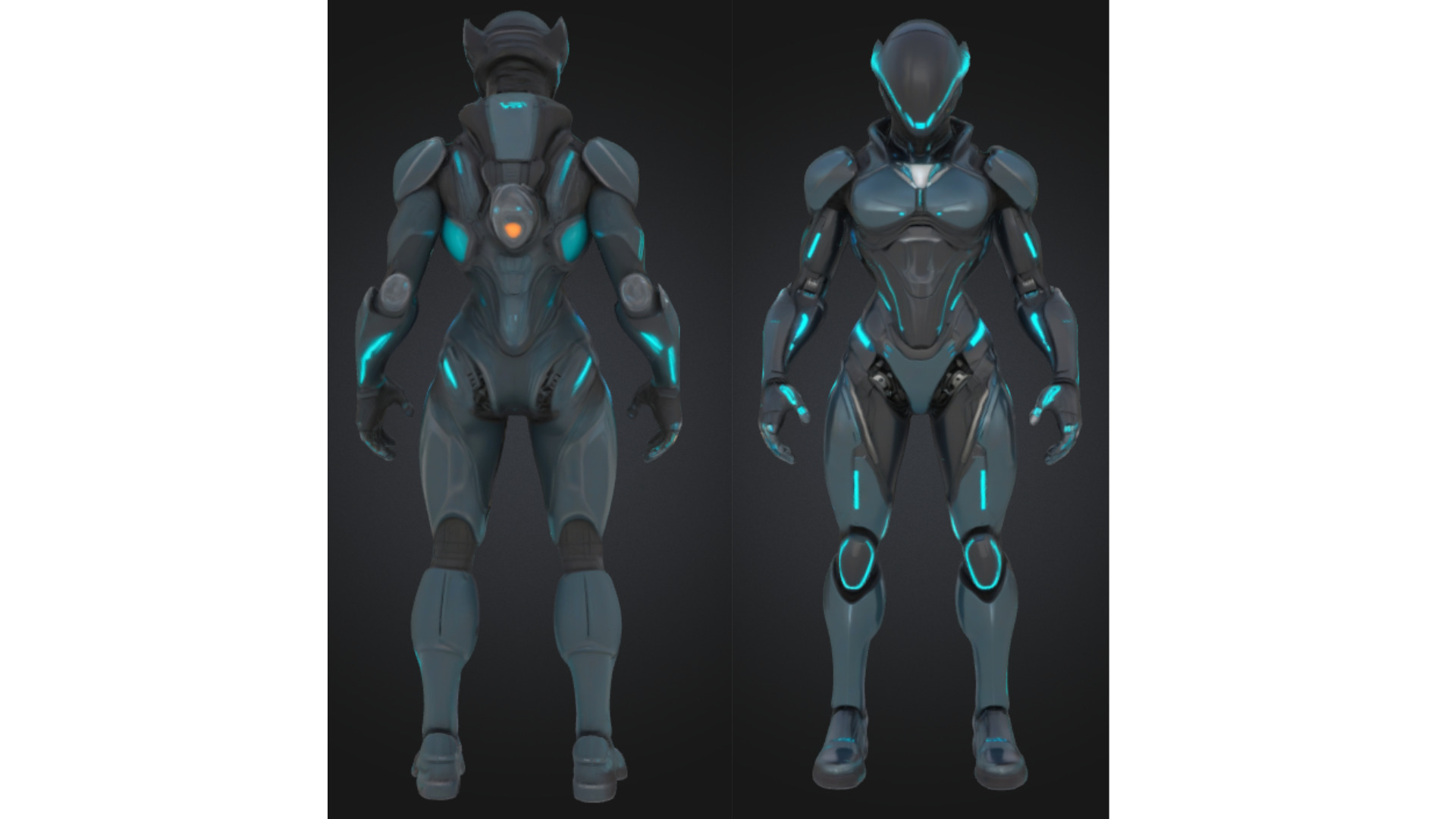 Female Sci-Fi Cyborg Character Low-poly 3D model_2