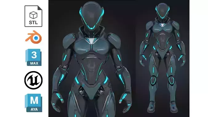 Female Sci-Fi Cyborg Character Low-poly 3D model Female Sci-Fi Cyborg Character Low-poly 3D model