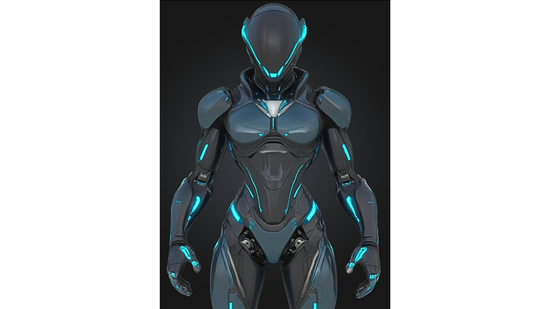 Female Sci-Fi Cyborg Character Low-poly 3D model_4