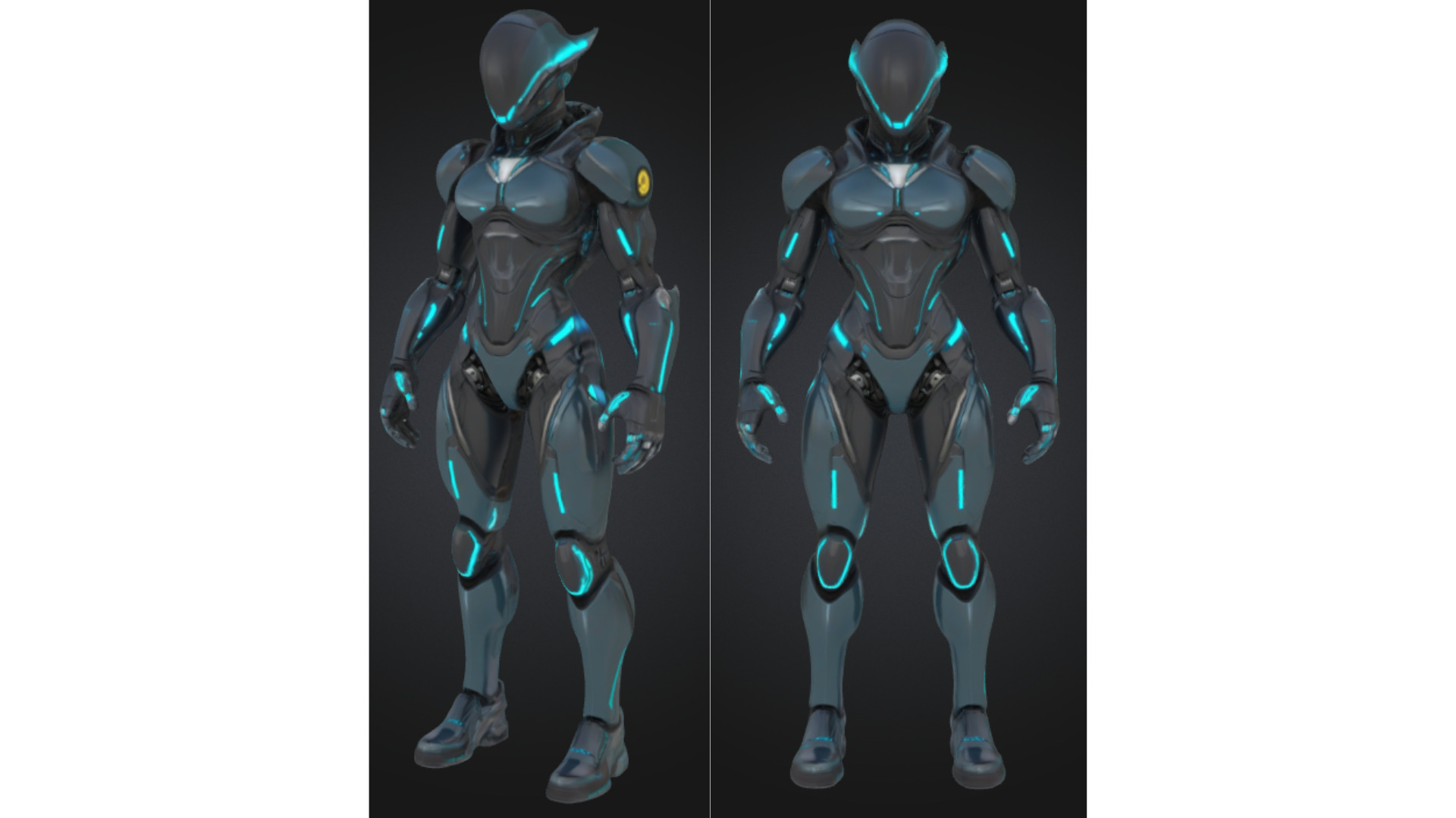 Female Sci-Fi Cyborg Character Low-poly 3D model_3