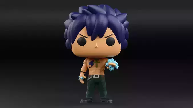 Gray funko pop from the anime Fairy Tail 3D print model