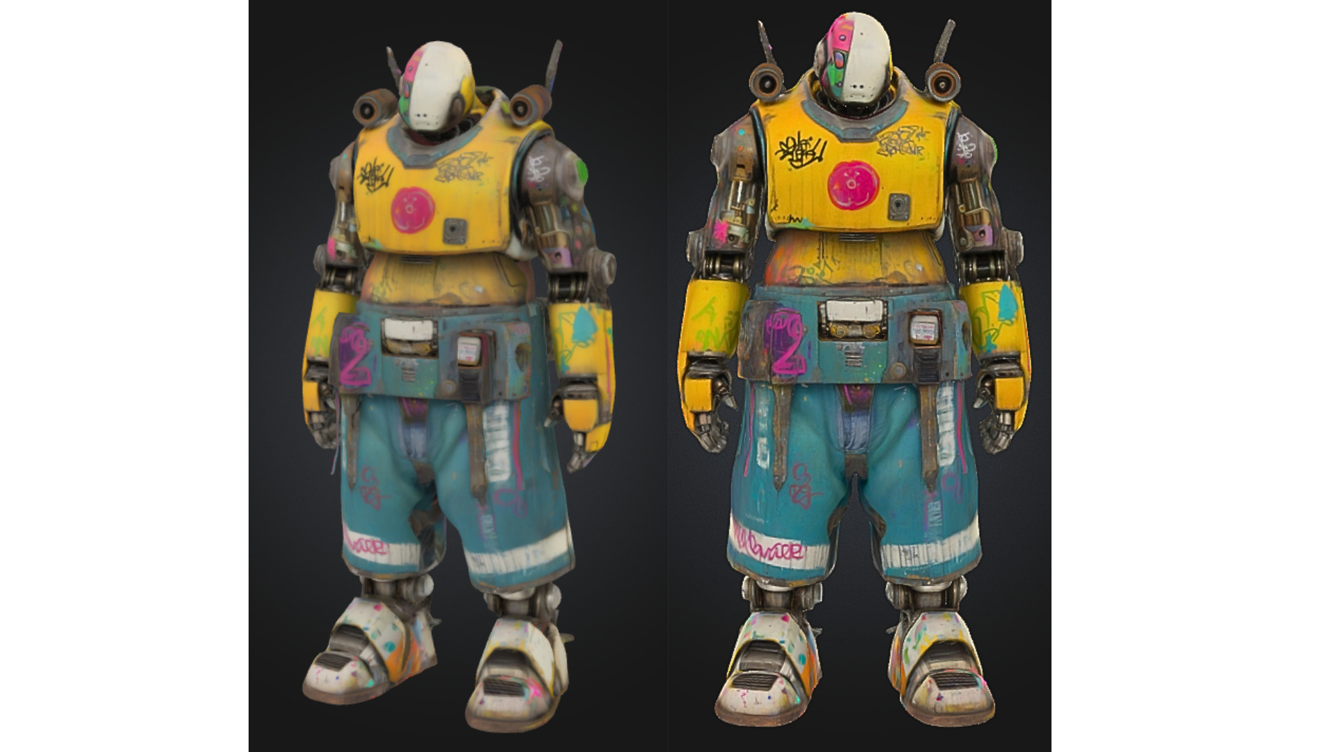 Colorful Urban Graffiti Robot Character Low-poly 3D model_3