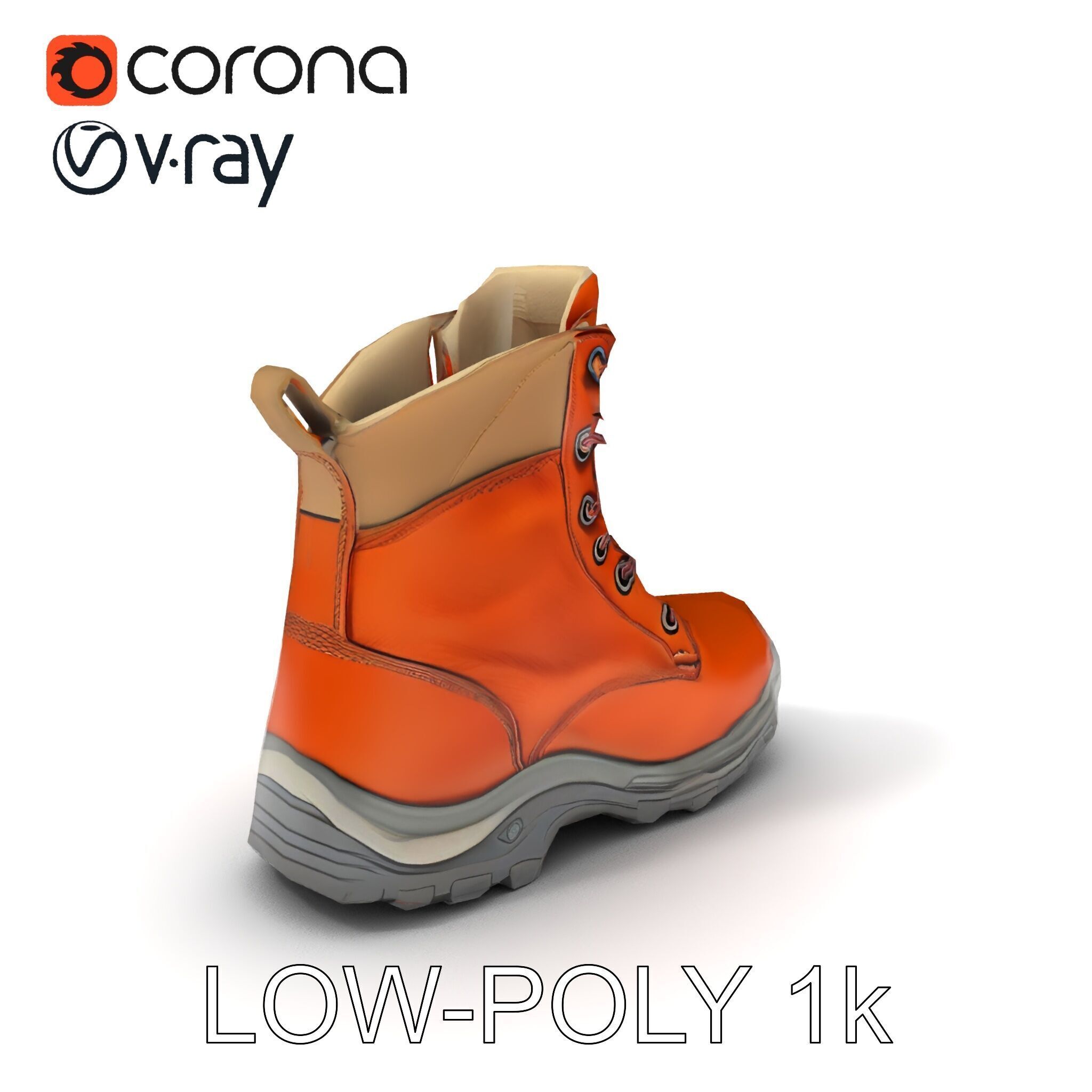 Rugged Hiking Boot Model Pack with Detailed Texture Low-poly 3D model_15