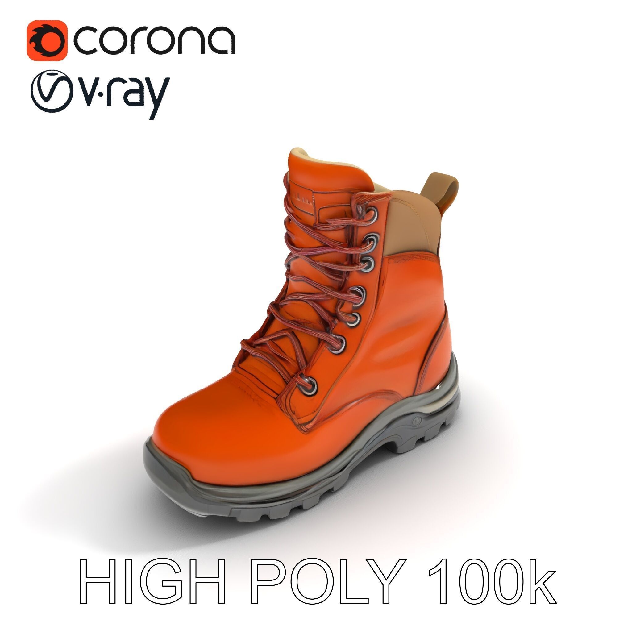Rugged Hiking Boot Model Pack with Detailed Texture Low-poly 3D model_26