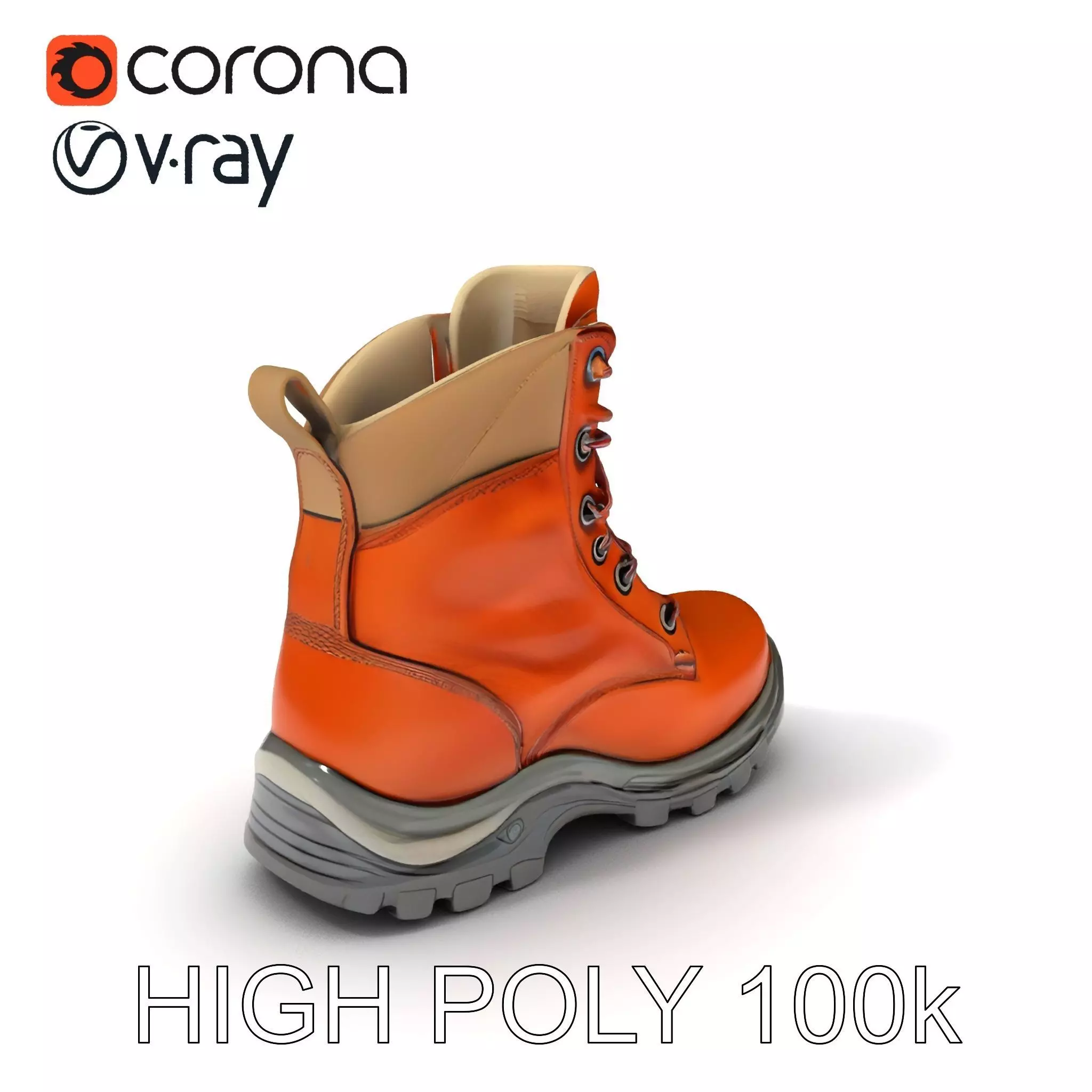 Rugged Hiking Boot Model Pack with Detailed Texture Low-poly 3D model_0