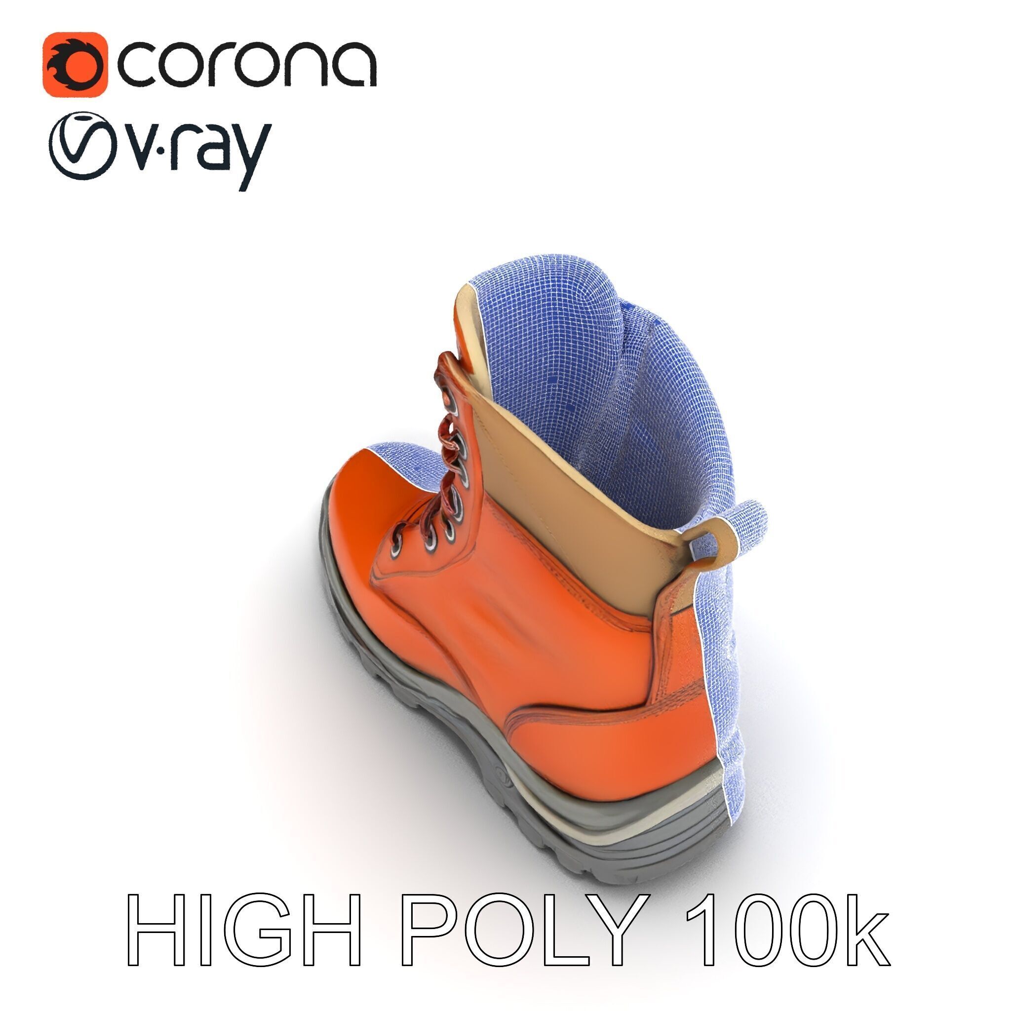 Rugged Hiking Boot Model Pack with Detailed Texture Low-poly 3D model_29