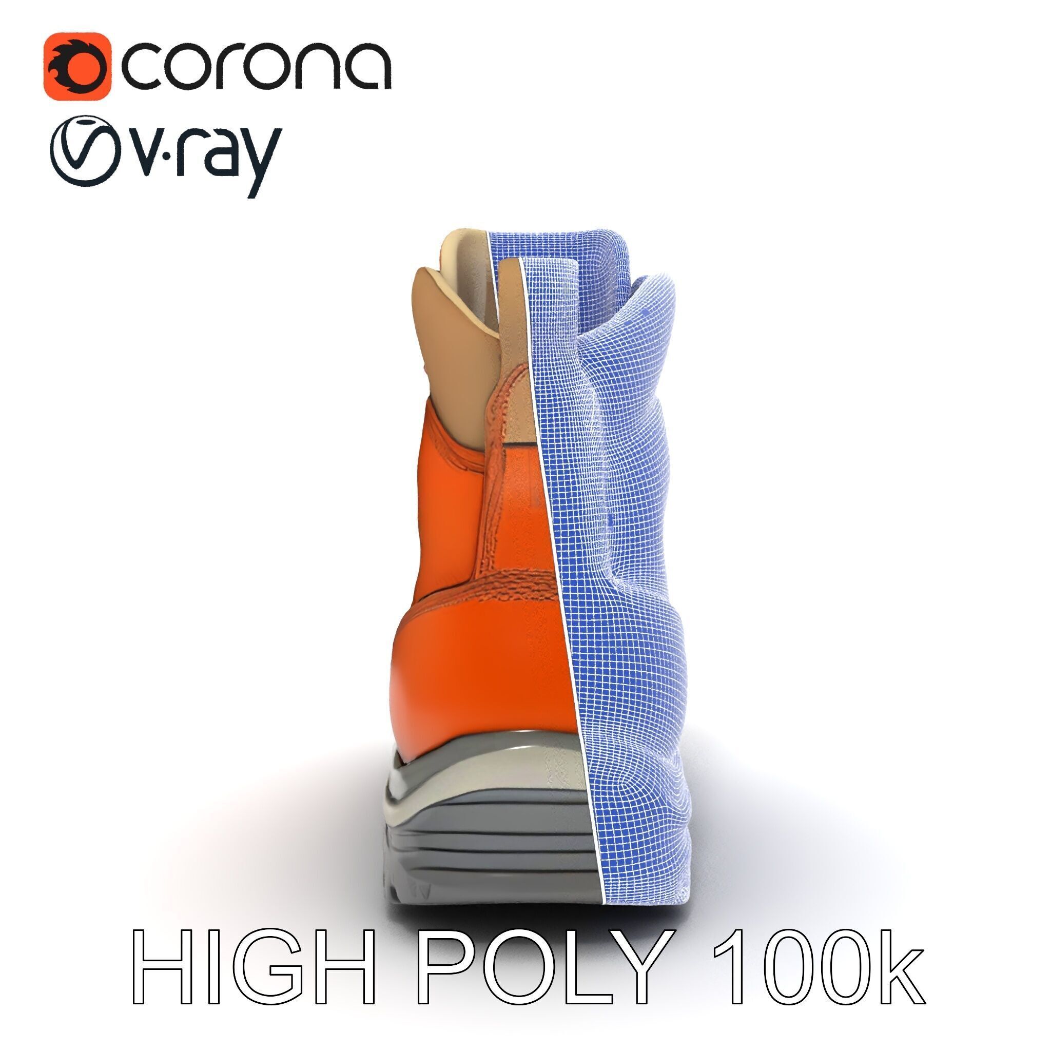 Rugged Hiking Boot Model Pack with Detailed Texture Low-poly 3D model_13