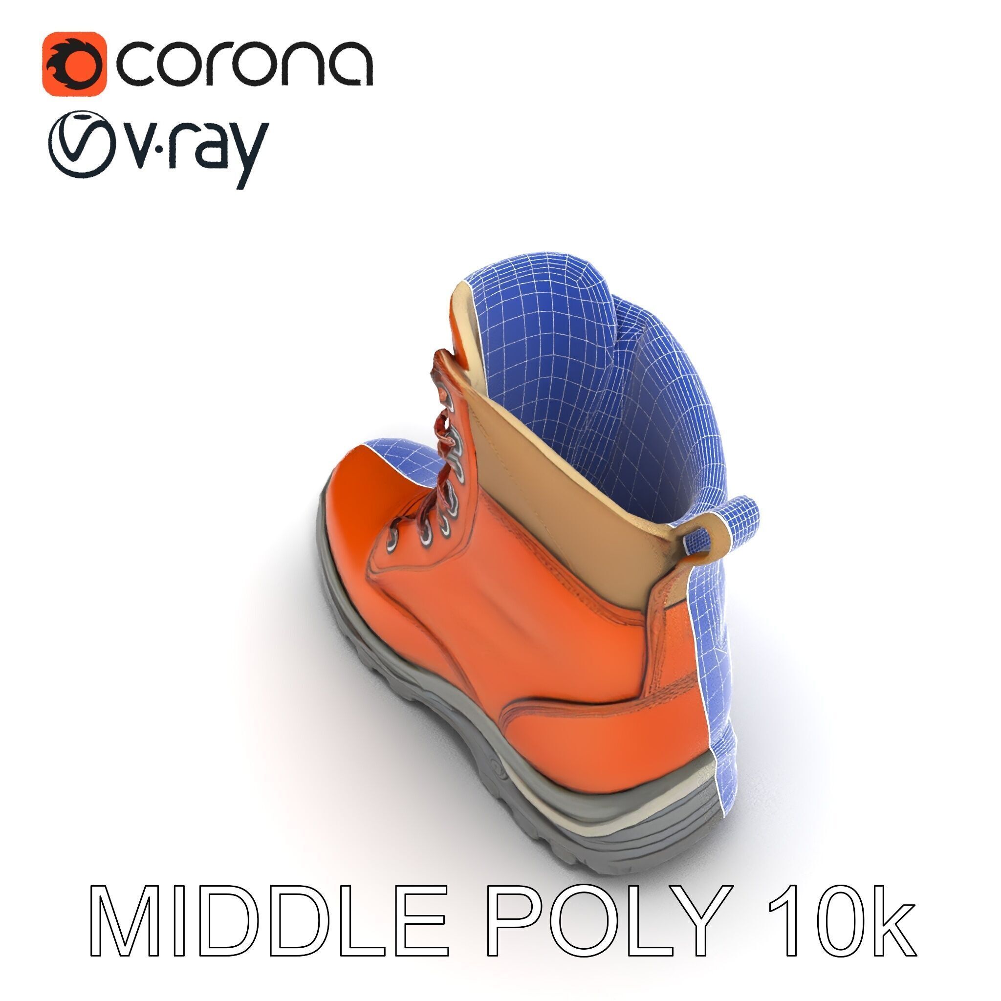 Rugged Hiking Boot Model Pack with Detailed Texture Low-poly 3D model_24
