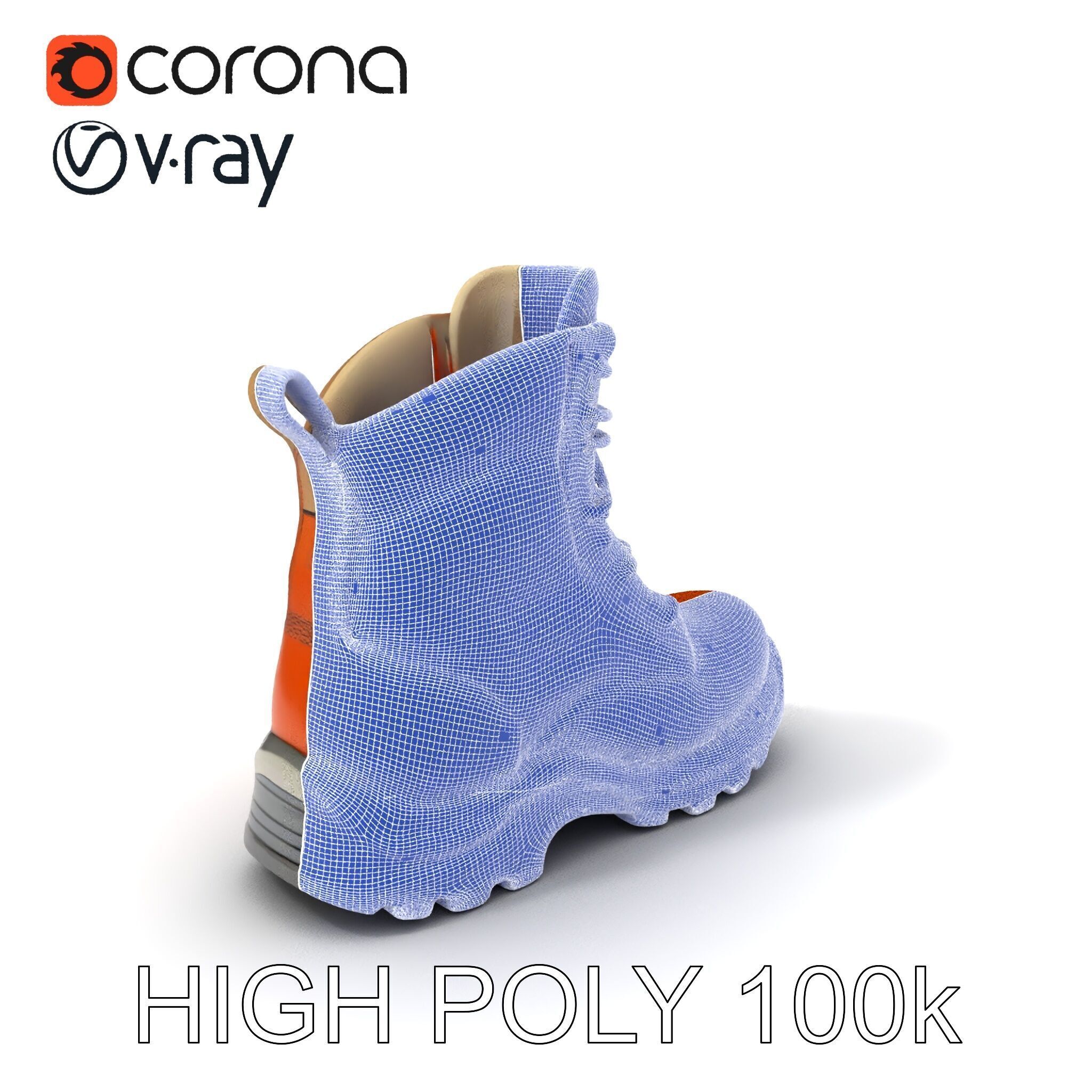Rugged Hiking Boot Model Pack with Detailed Texture Low-poly 3D model_3