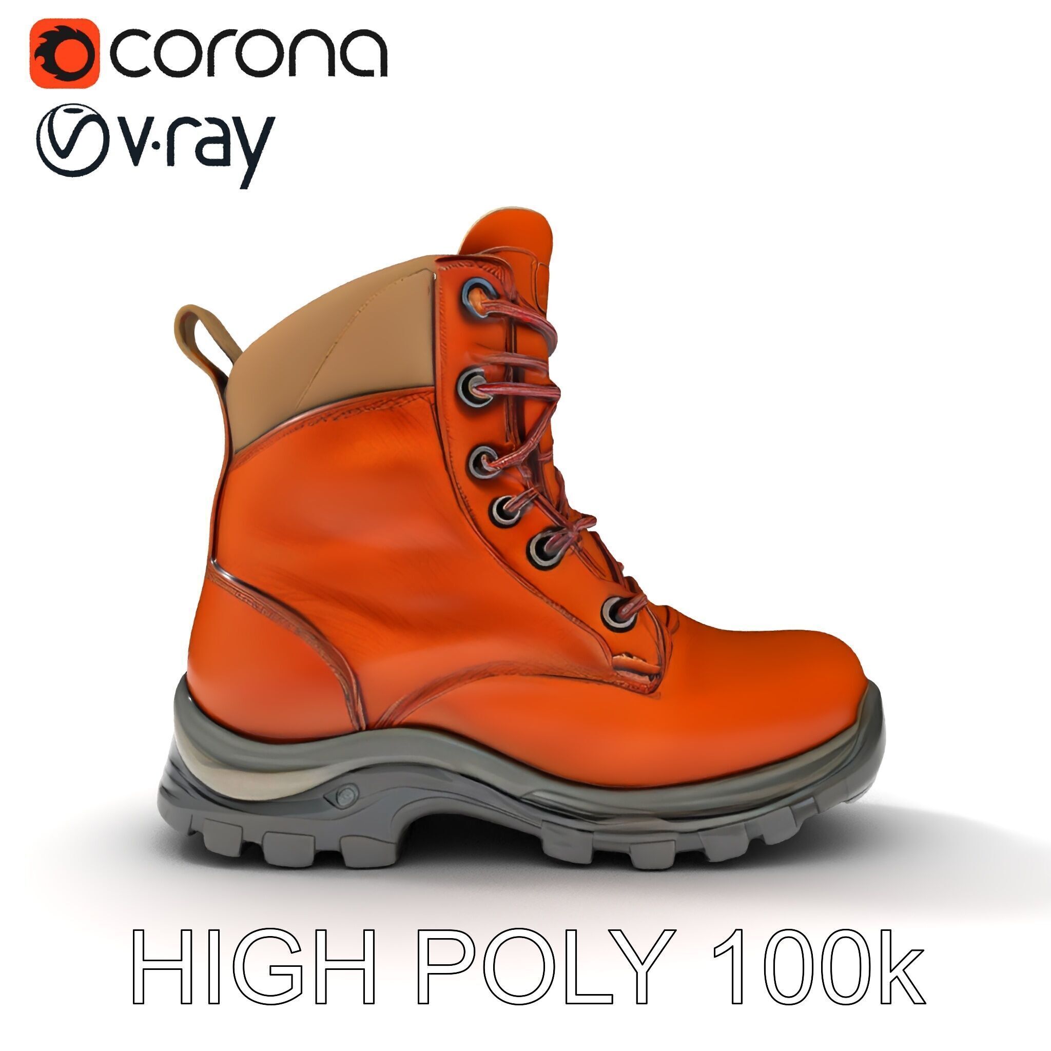 Rugged Hiking Boot Model Pack with Detailed Texture Low-poly 3D model_34