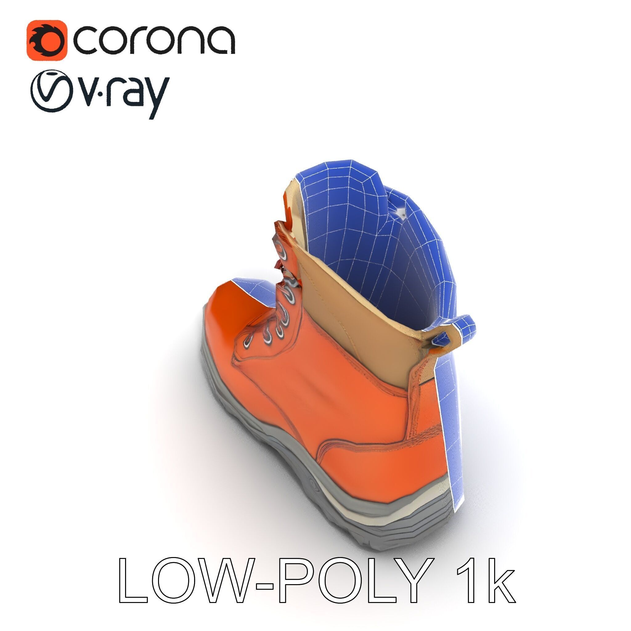 Rugged Hiking Boot Model Pack with Detailed Texture Low-poly 3D model_25