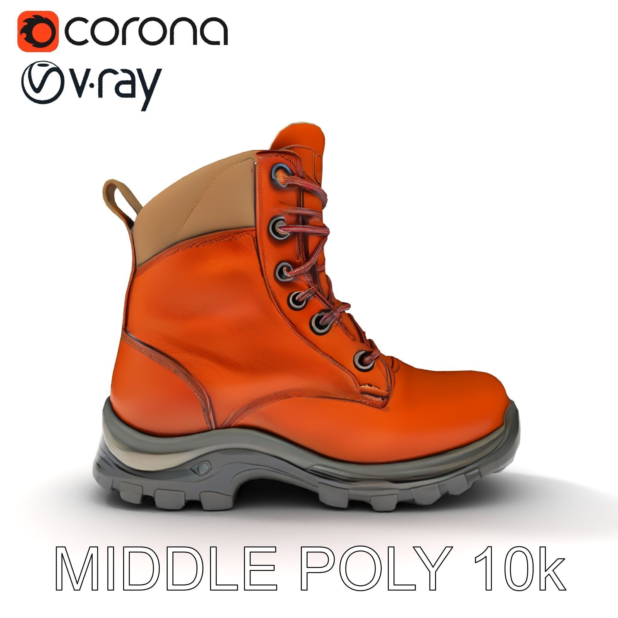 Rugged Hiking Boot Model Pack with Detailed Texture Low-poly 3D model_19