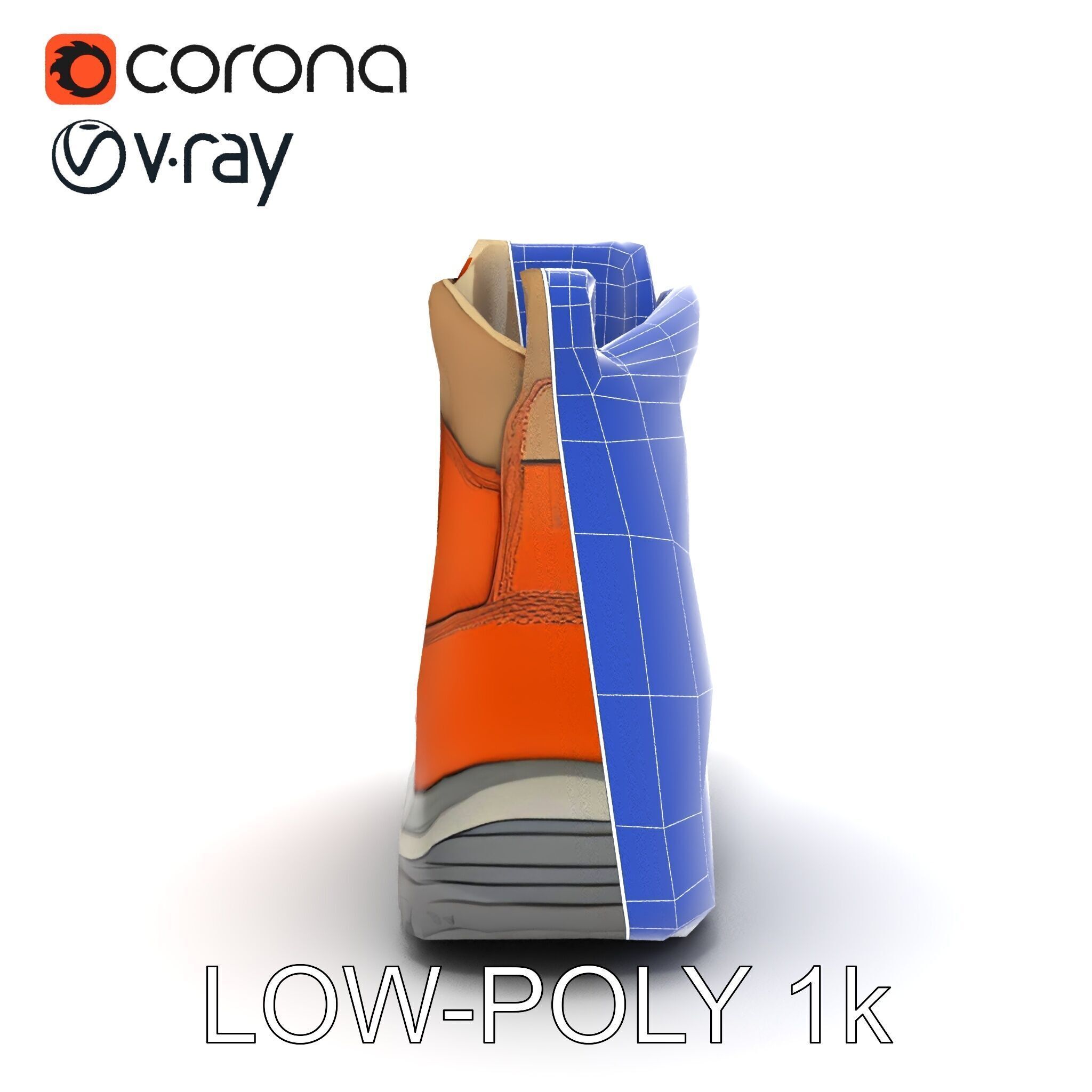 Rugged Hiking Boot Model Pack with Detailed Texture Low-poly 3D model_7