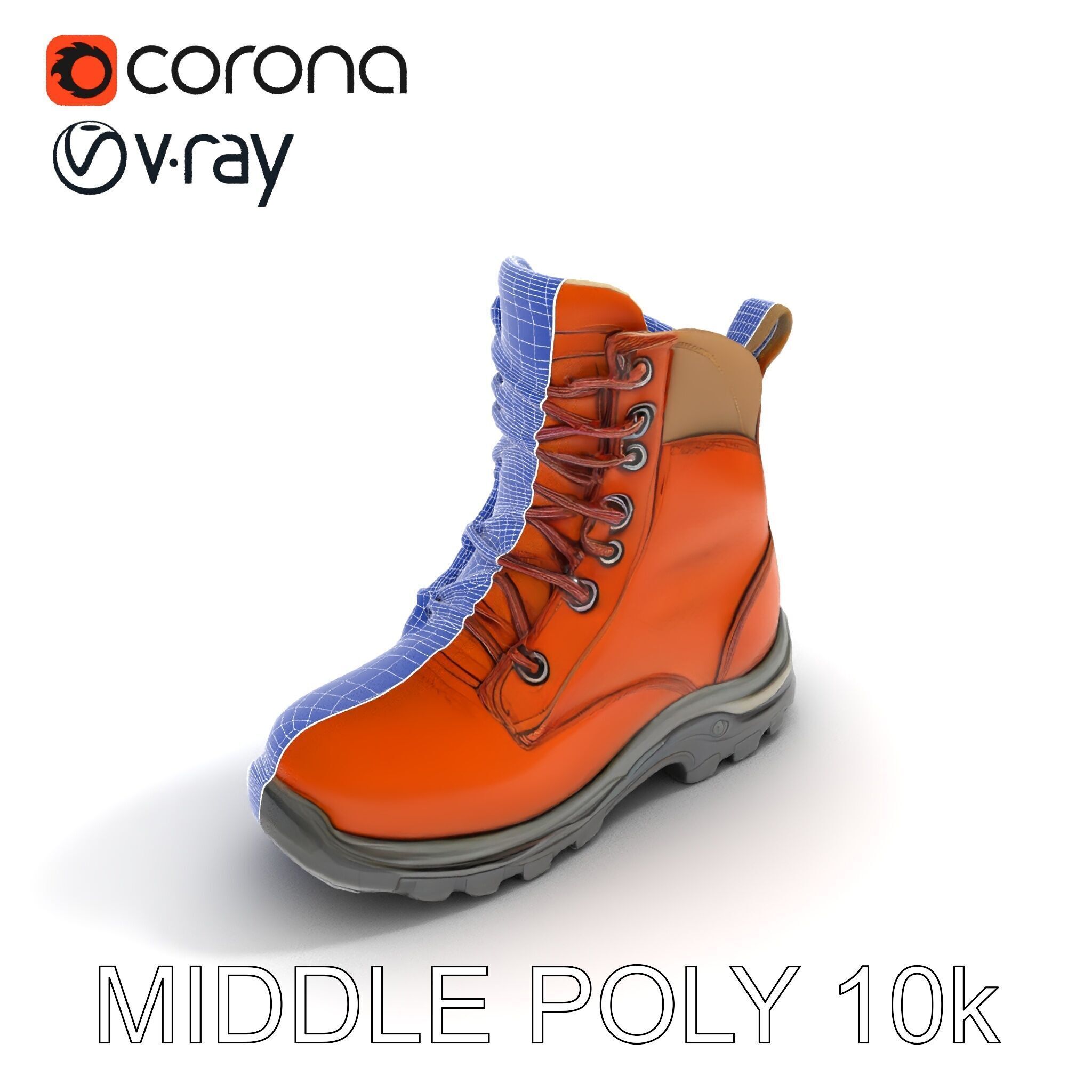 Rugged Hiking Boot Model Pack with Detailed Texture Low-poly 3D model_14