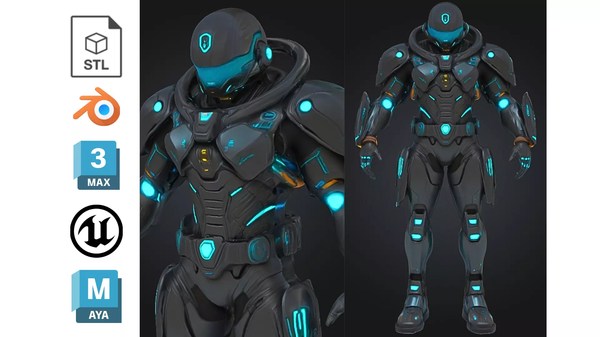 Armored Space Soldier Low-poly 3D model_0