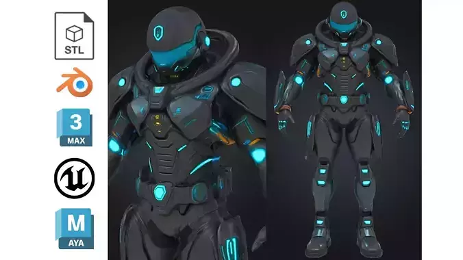 Armored Space Soldier Low-poly 3D model Armored Space Soldier Low-poly 3D model