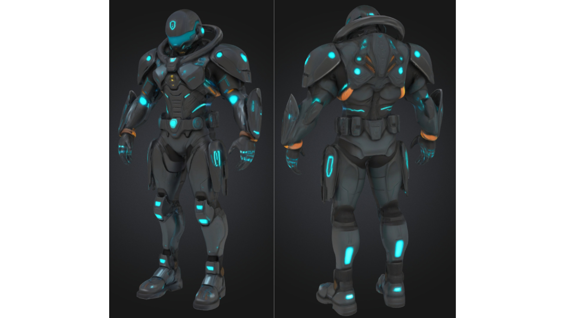Armored Space Soldier Low-poly 3D model_1