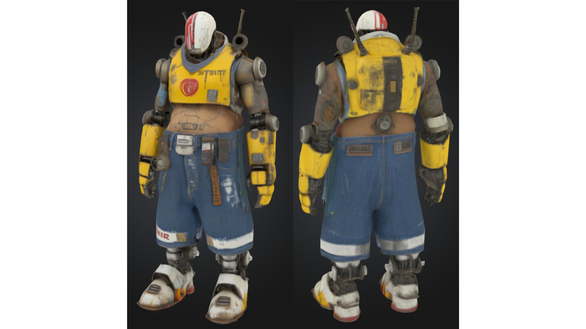 Urban Bot with Exposed Belly Low-poly 3D model_1