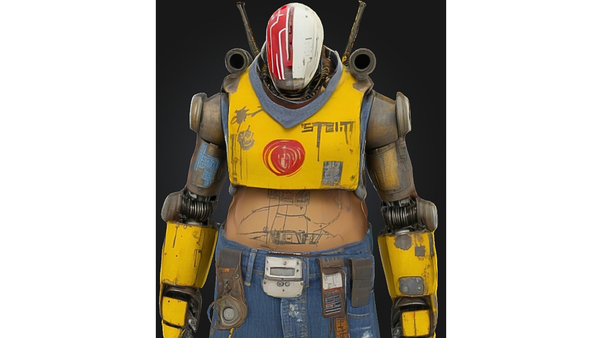 Urban Bot with Exposed Belly Low-poly 3D model_4